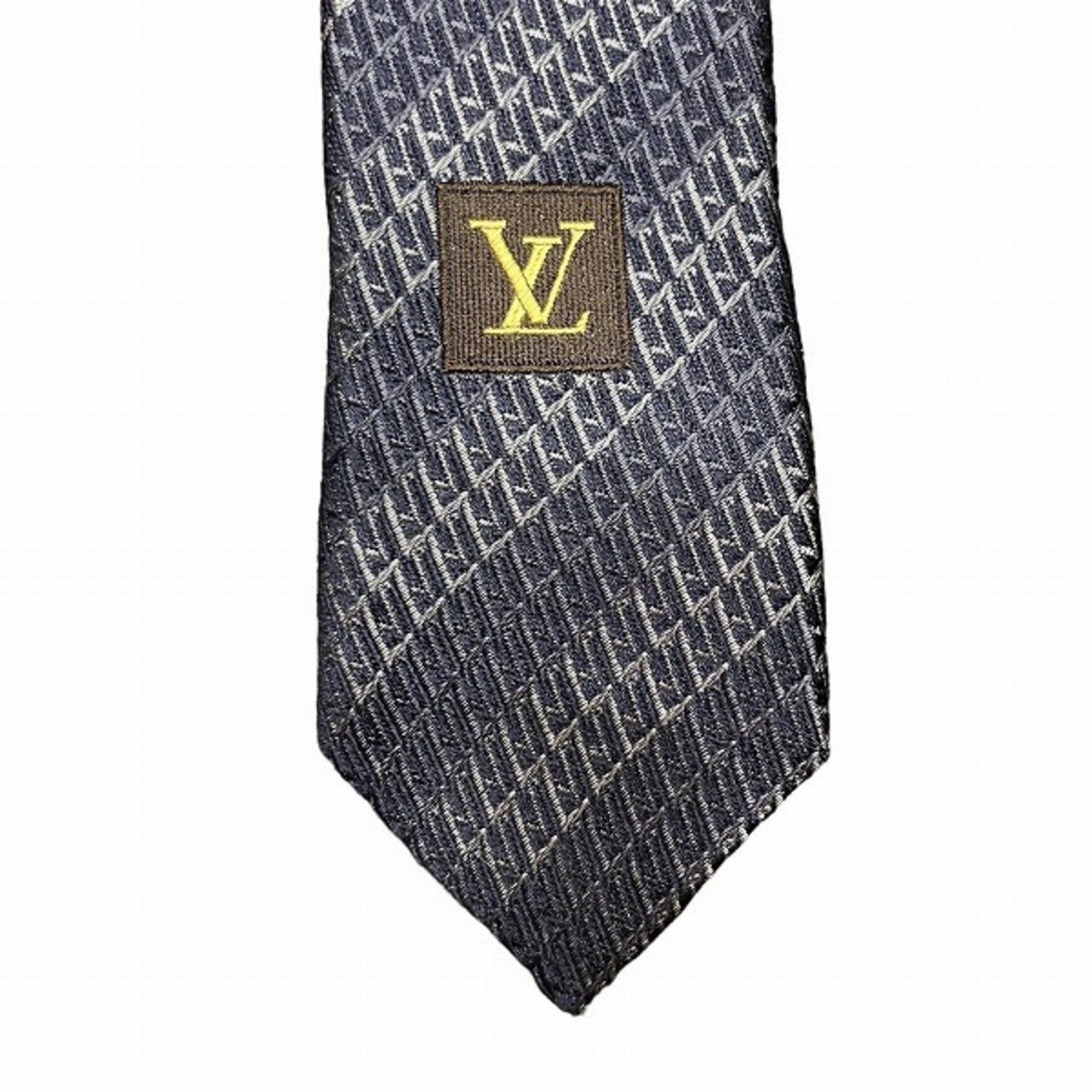 Louis Vuitton Louis Vuitton Striped Silk Navy x Grey Accessory Necktie Men's Size ONE SIZE - 7 Thumbnail