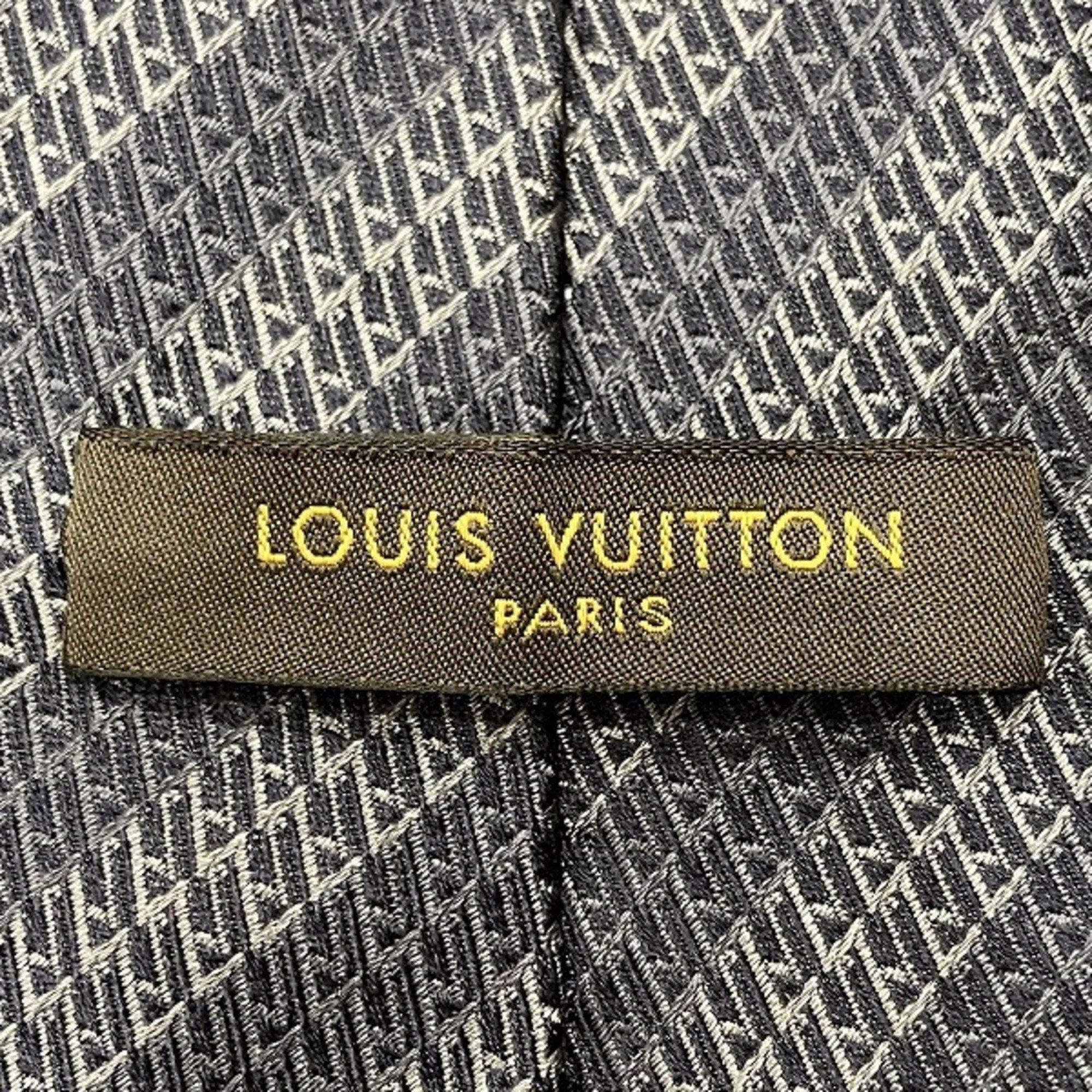 Louis Vuitton Louis Vuitton Striped Silk Navy x Grey Accessory Necktie Men's Size ONE SIZE - 4 Thumbnail