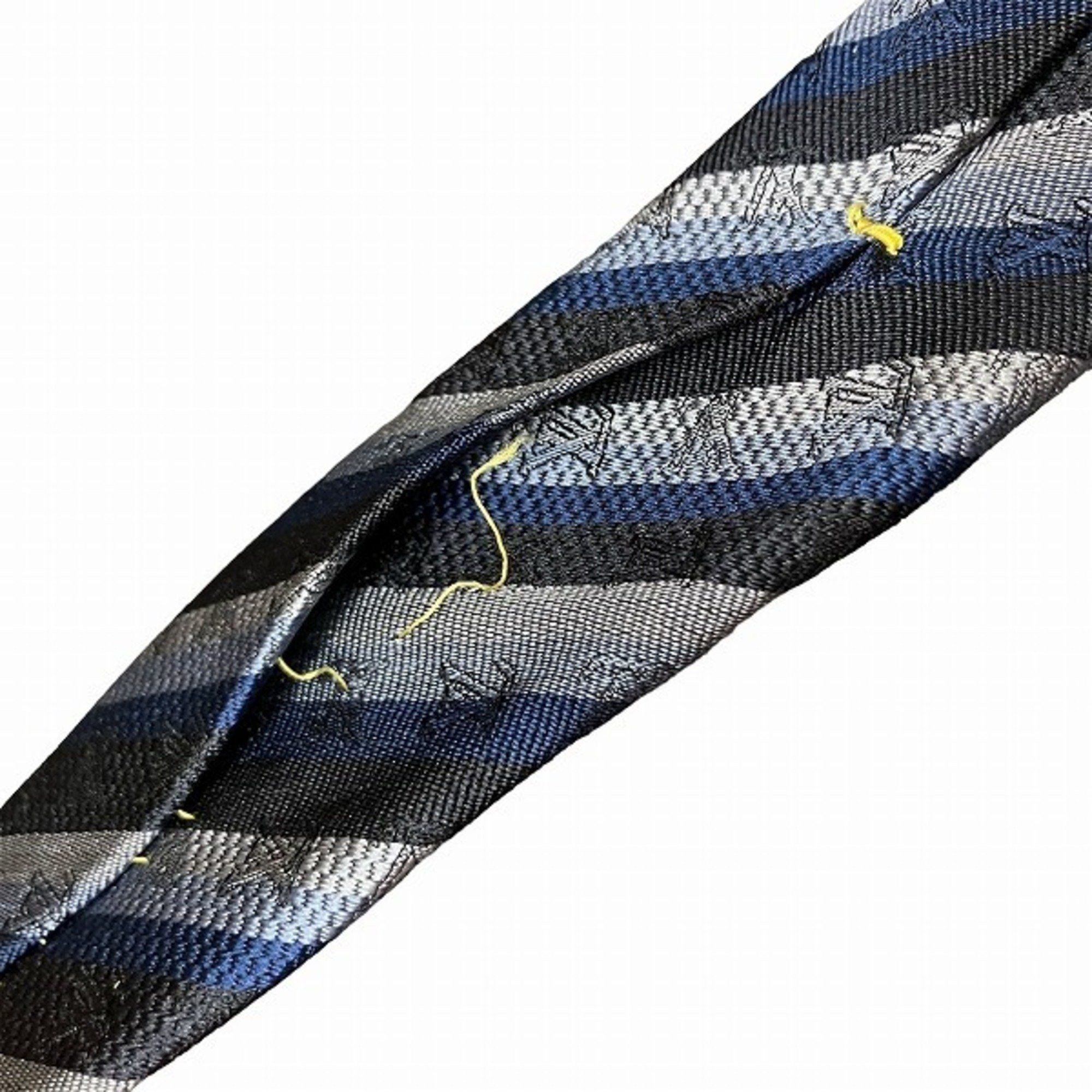 Louis Vuitton Louis Vuitton Striped Silk Black x Blue Accessory Necktie Men's Size ONE SIZE - 9 Thumbnail