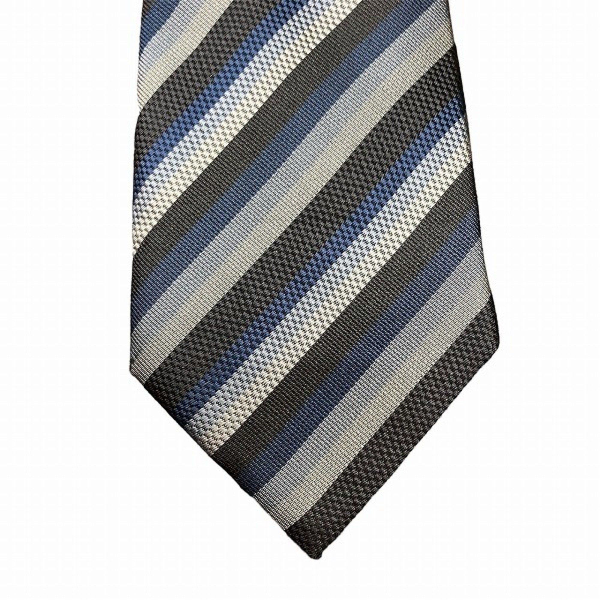 Louis Vuitton Louis Vuitton Striped Silk Black x Blue Accessory Necktie Men's Size ONE SIZE - 5 Thumbnail