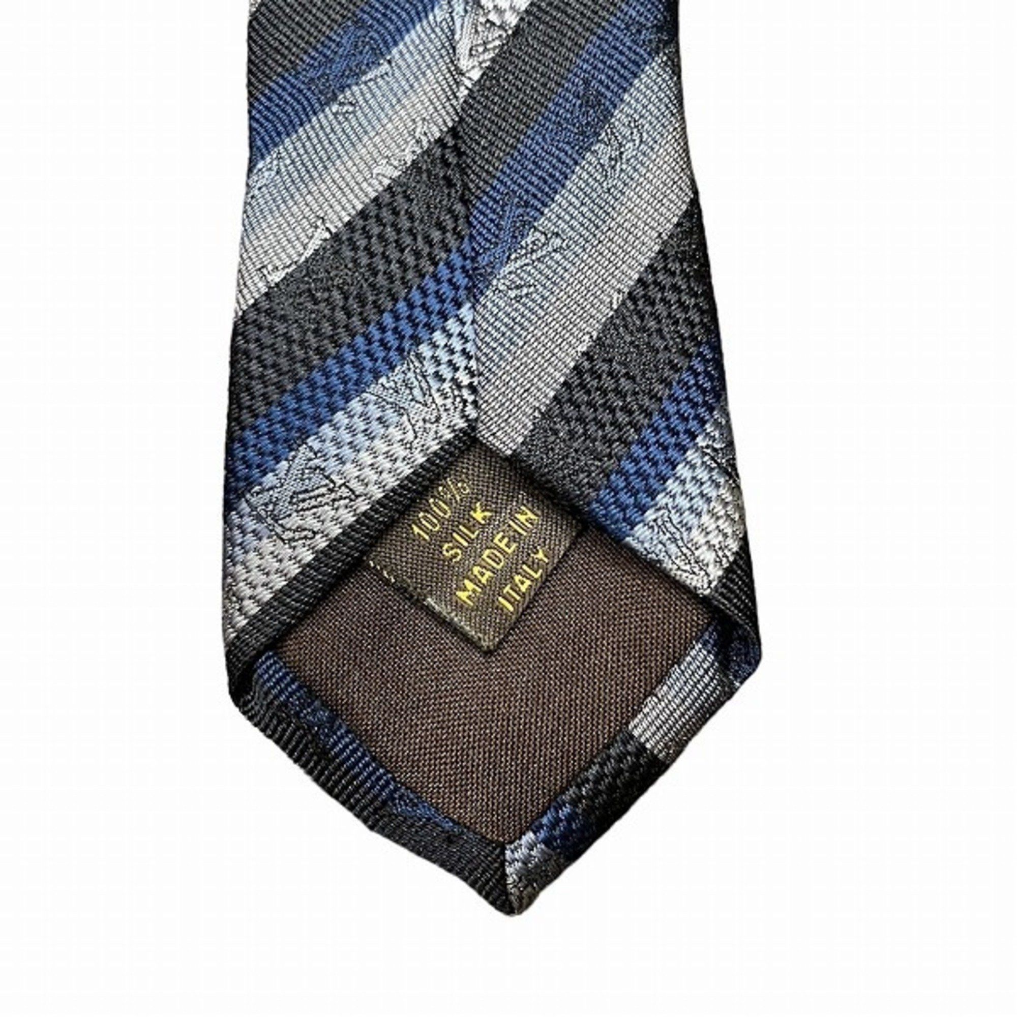 Louis Vuitton Louis Vuitton Striped Silk Black x Blue Accessory Necktie Men's Size ONE SIZE - 8 Thumbnail