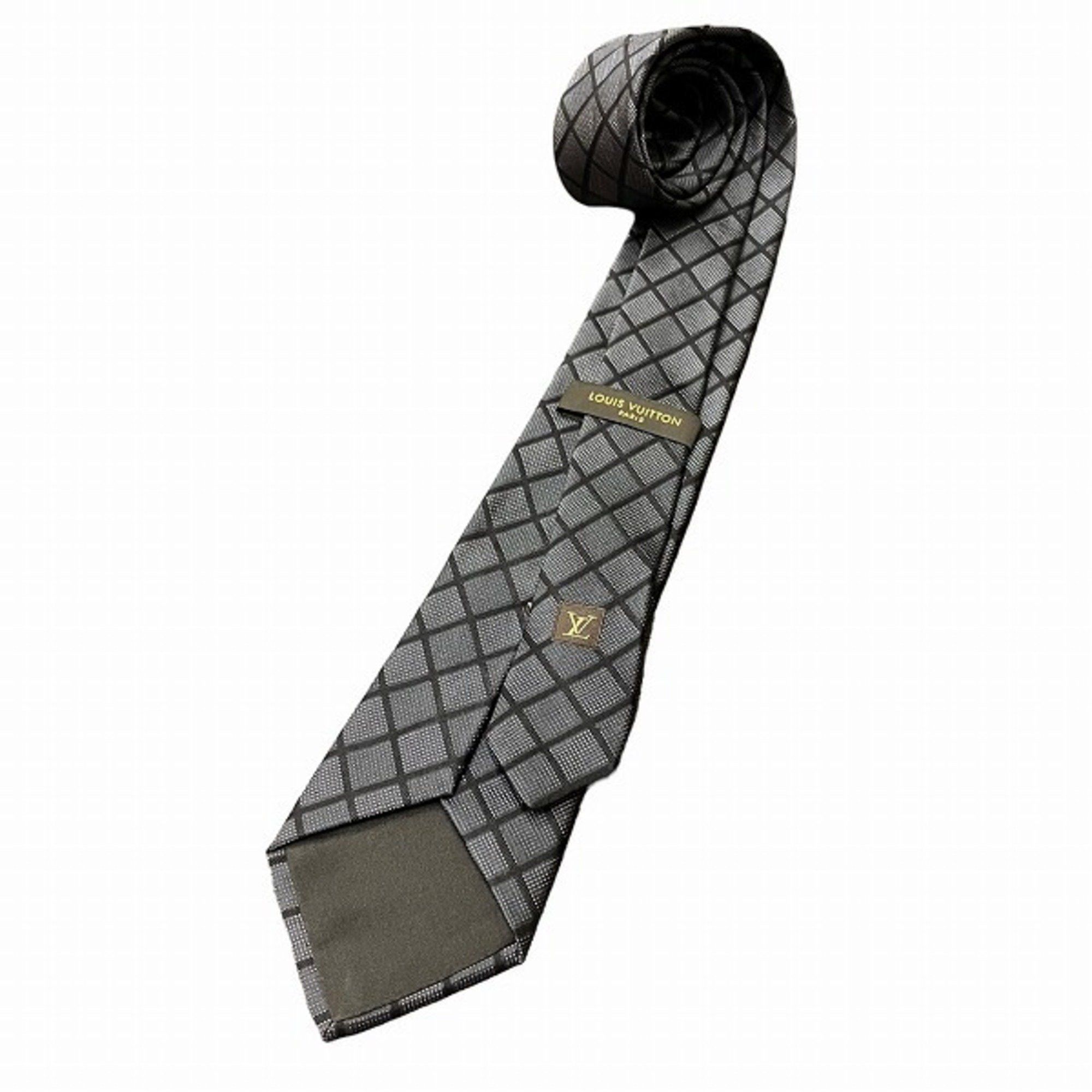Louis Vuitton Louis Vuitton Check Pattern Black x Grey Accessory Necktie Men's Size ONE SIZE - 2 Thumbnail