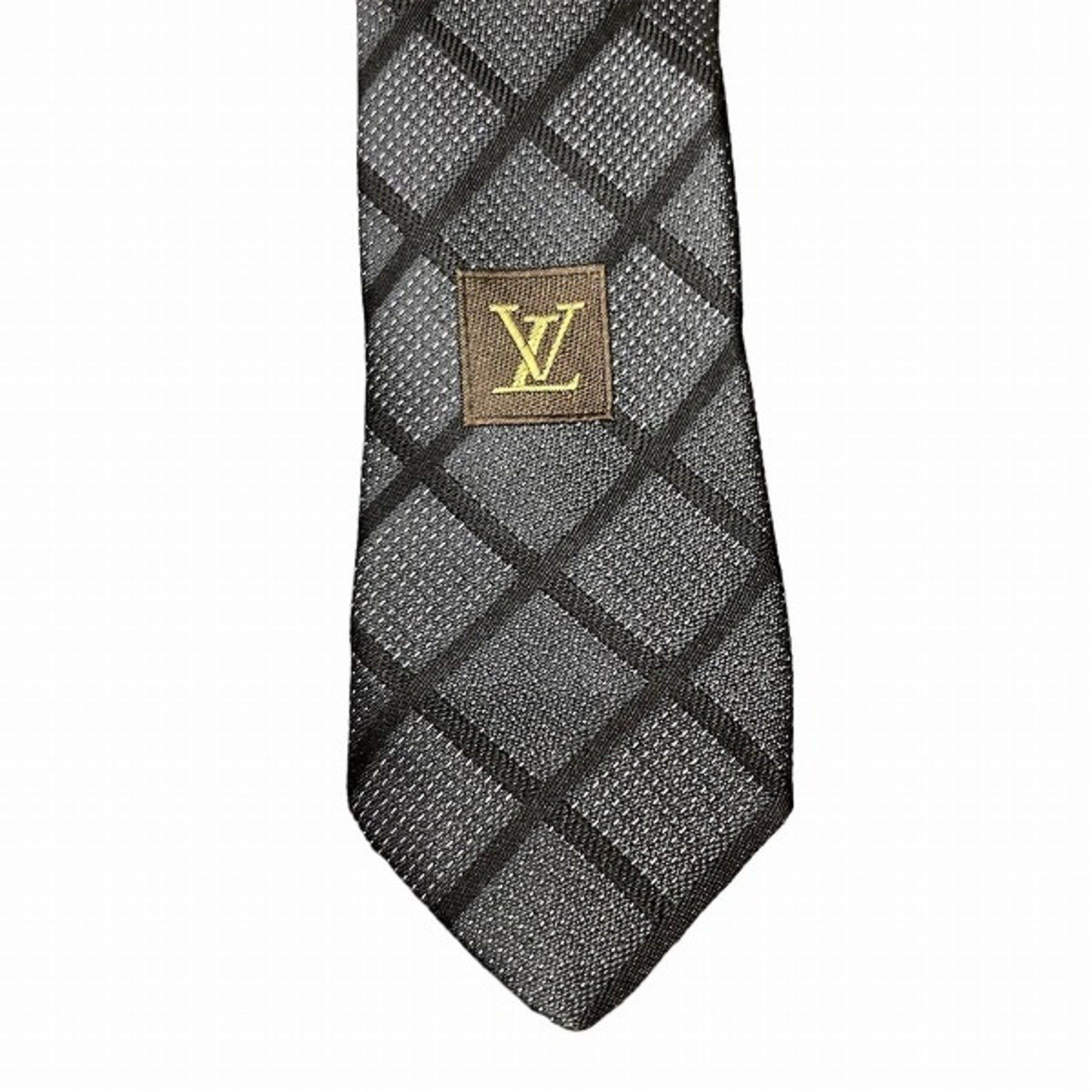 Louis Vuitton Louis Vuitton Check Pattern Black x Grey Accessory Necktie Men's Size ONE SIZE - 7 Thumbnail