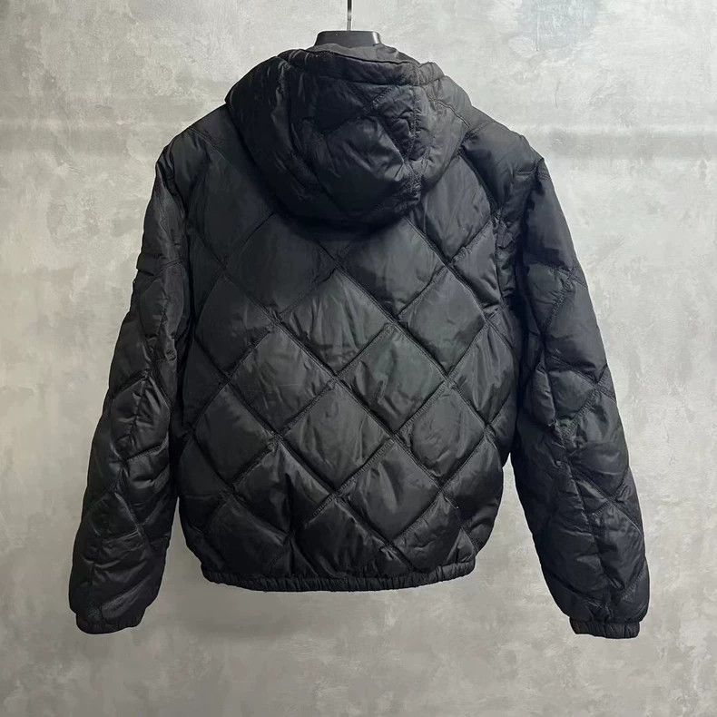 prada black diamond check triangle standard long-sleeved down jacket