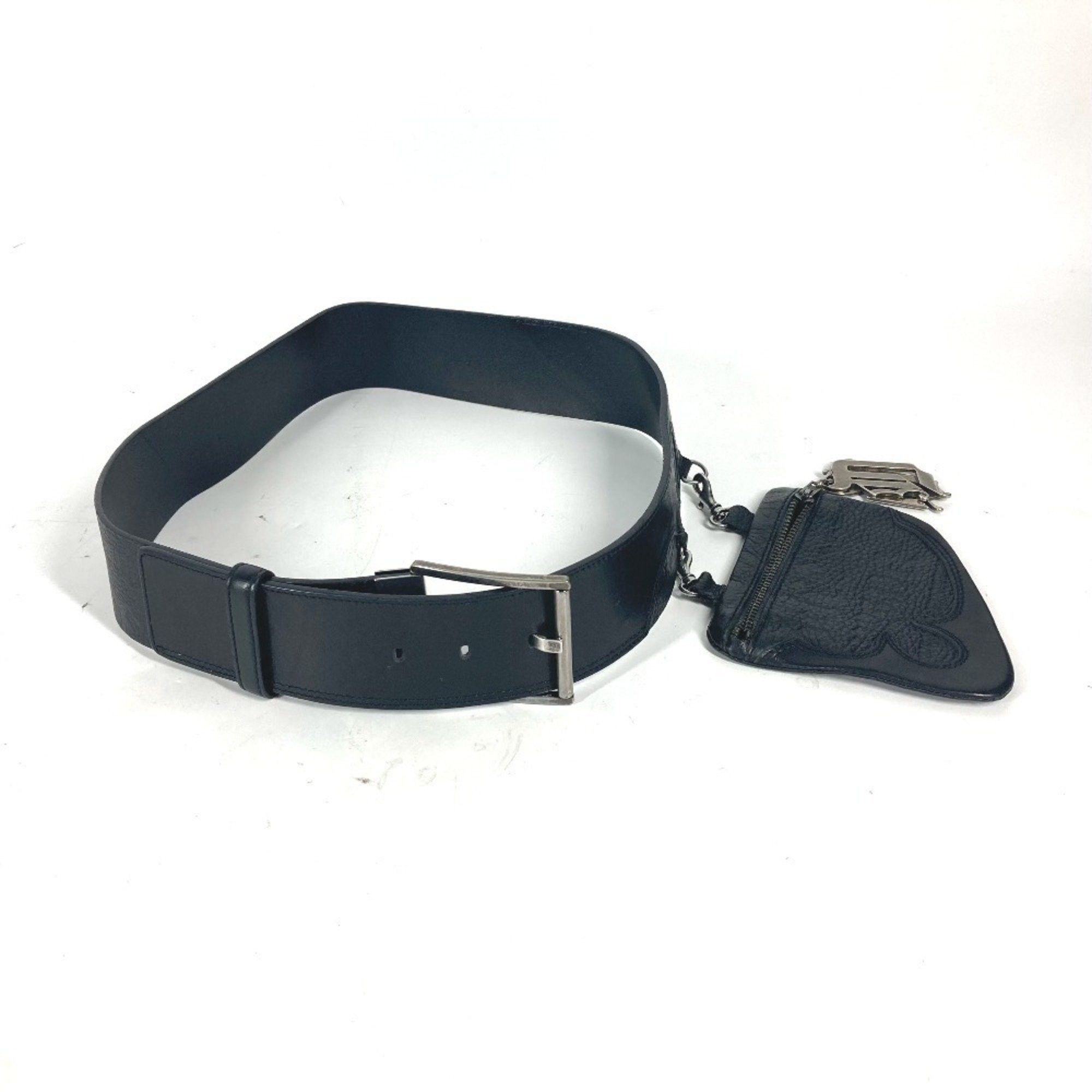 Versace Belt Bag Waist Pouch Leather Men Women Black