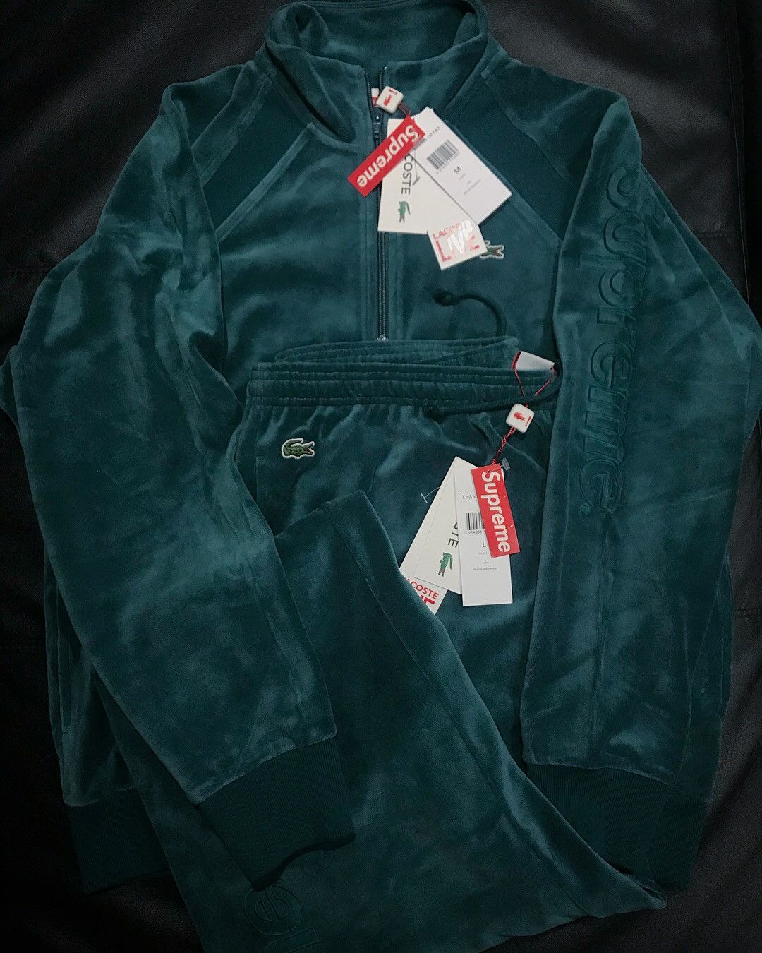 Supreme Supreme x Lacoste Velour Half Zip Jacket and Sweatpants *Bundle*  *DSWT* | Grailed