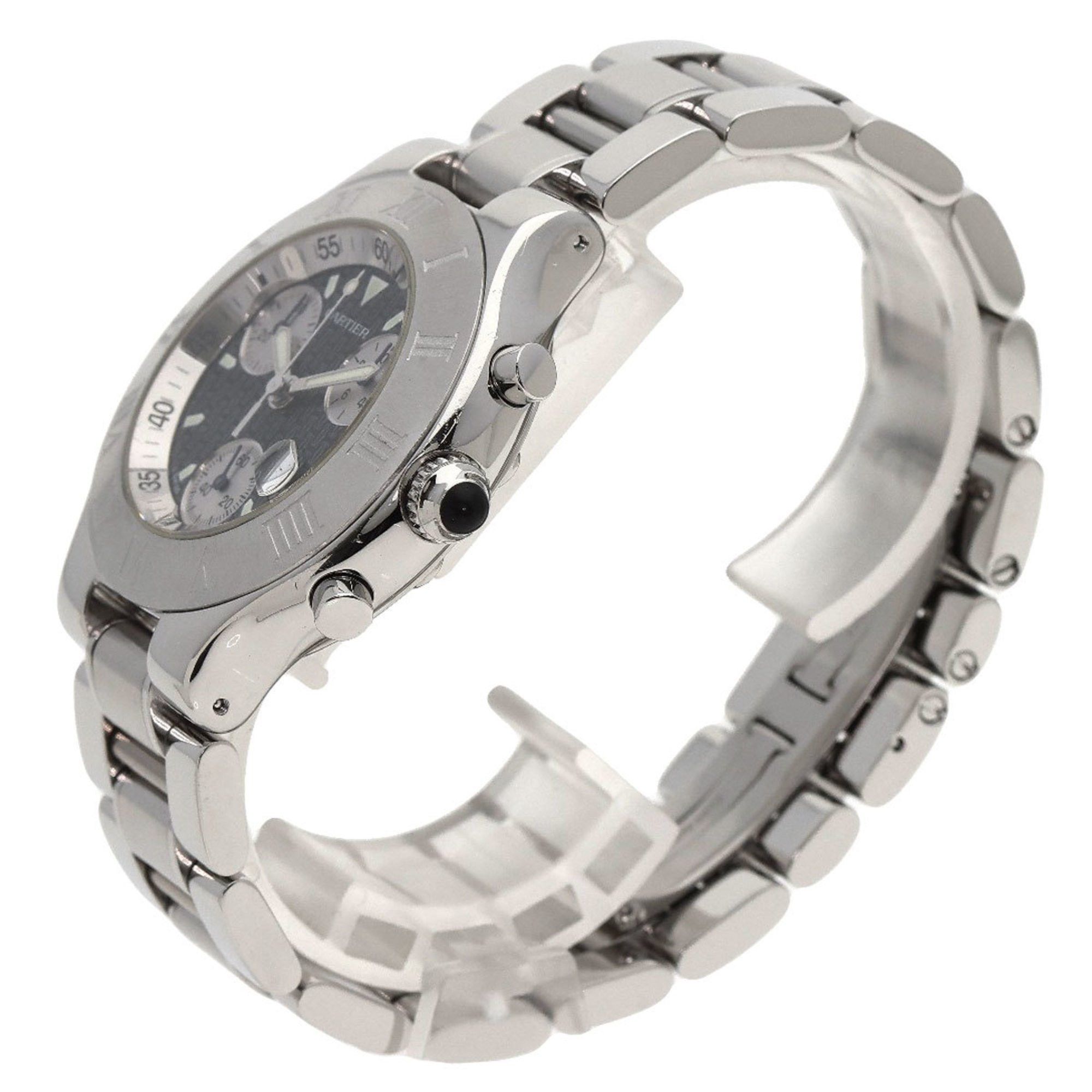 Cartier Cartier W10172T2 Chronoscuff Date Watch Stainless Steel SS Men's CARTIER Size ONE SIZE - 2 Thumbnail