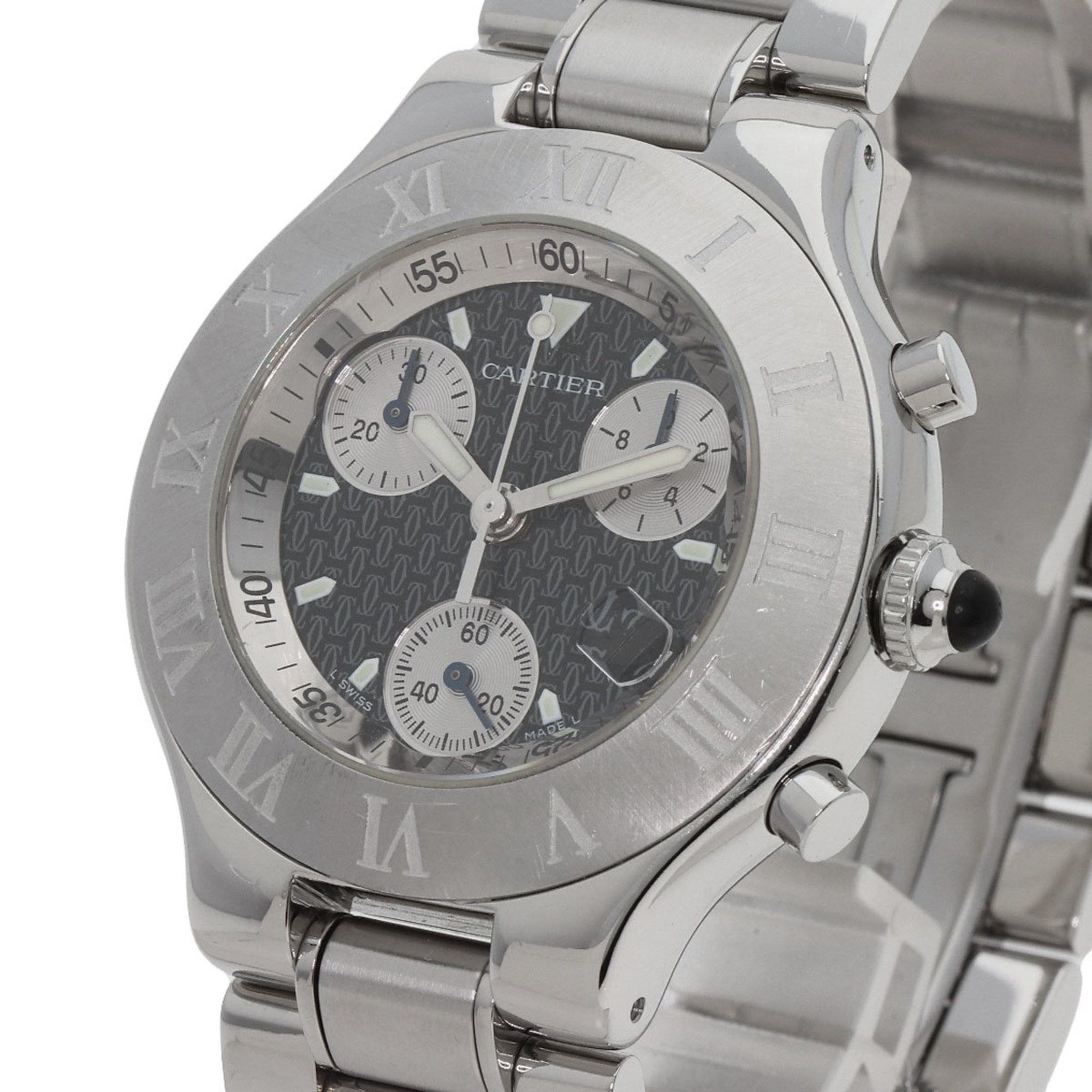 Cartier Cartier W10172T2 Chronoscuff Date Watch Stainless Steel SS Men's CARTIER Size ONE SIZE - 3 Thumbnail