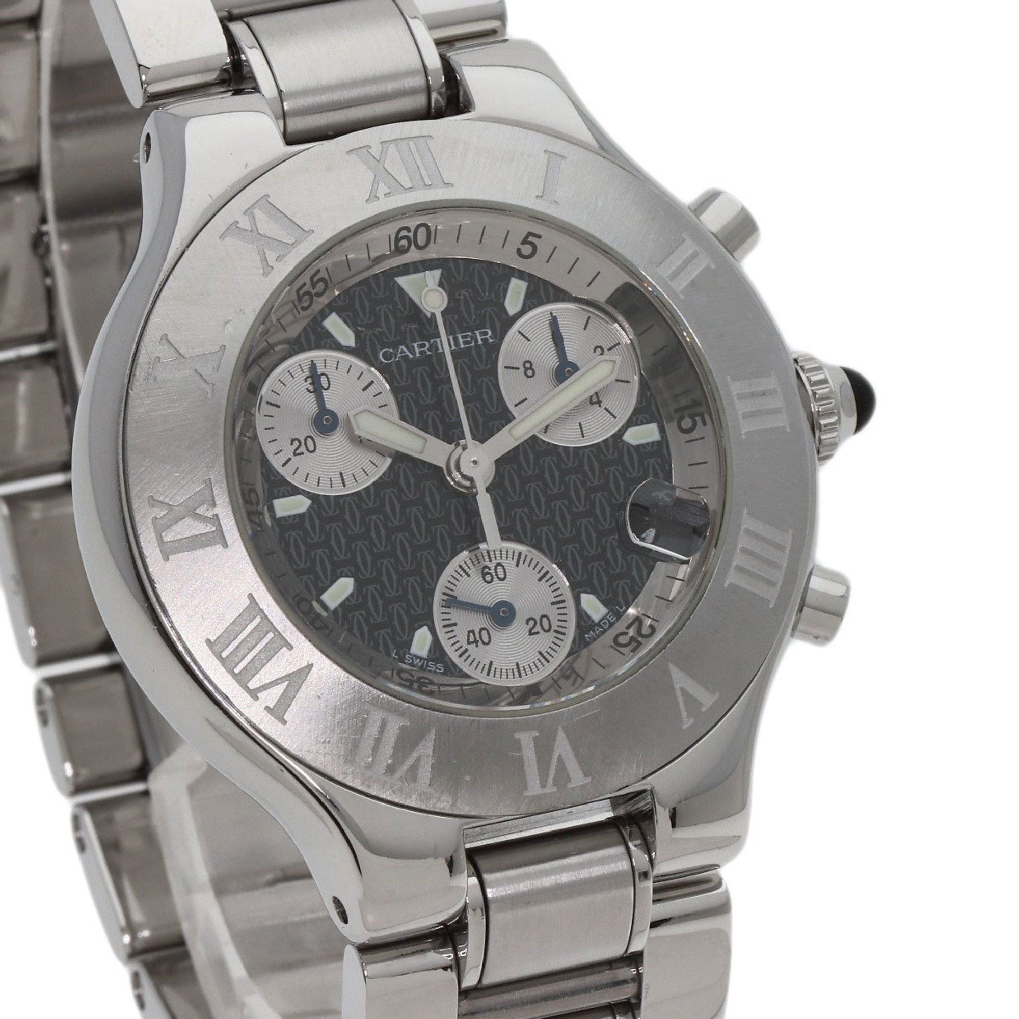 Cartier Cartier W10172T2 Chronoscuff Date Watch Stainless Steel SS Men's CARTIER Size ONE SIZE - 4 Thumbnail