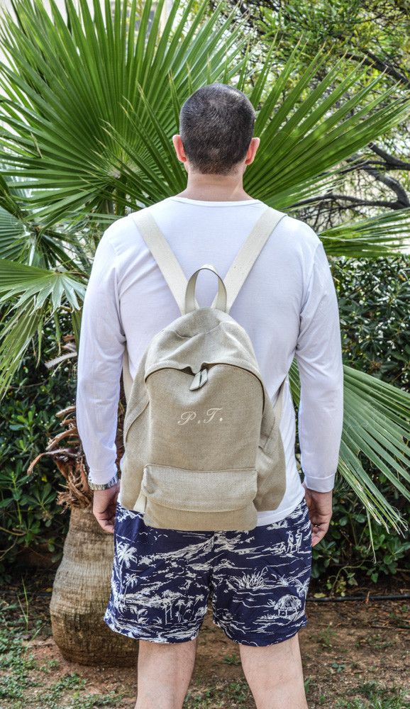 Bespoke Monogram Italian Backpack (sand color, size large