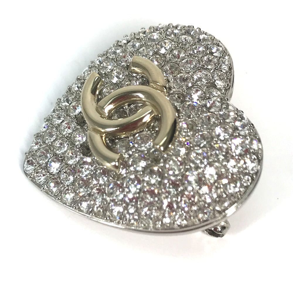 Chanel Chanel 20S Cc Coma Mark Rhinestone Heart Accessories Brooch Metal Women Silver Size ONE SIZE - 3 Thumbnail