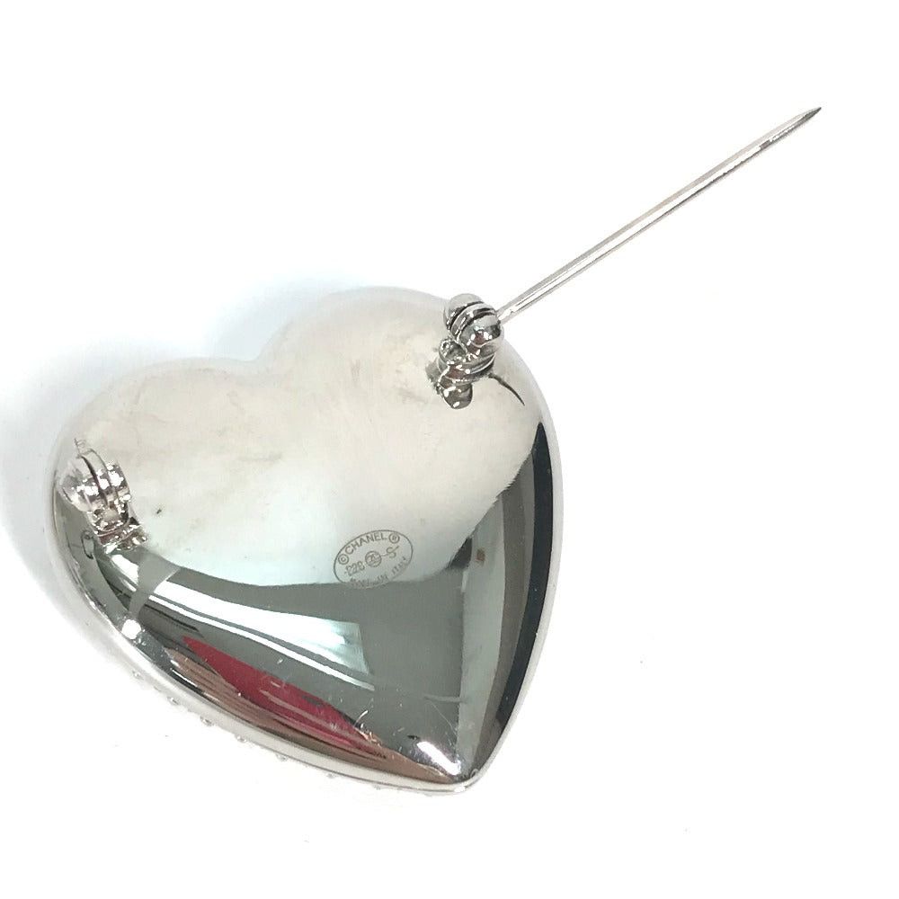Chanel Chanel 20S Cc Coma Mark Rhinestone Heart Accessories Brooch Metal Women Silver Size ONE SIZE - 5 Thumbnail