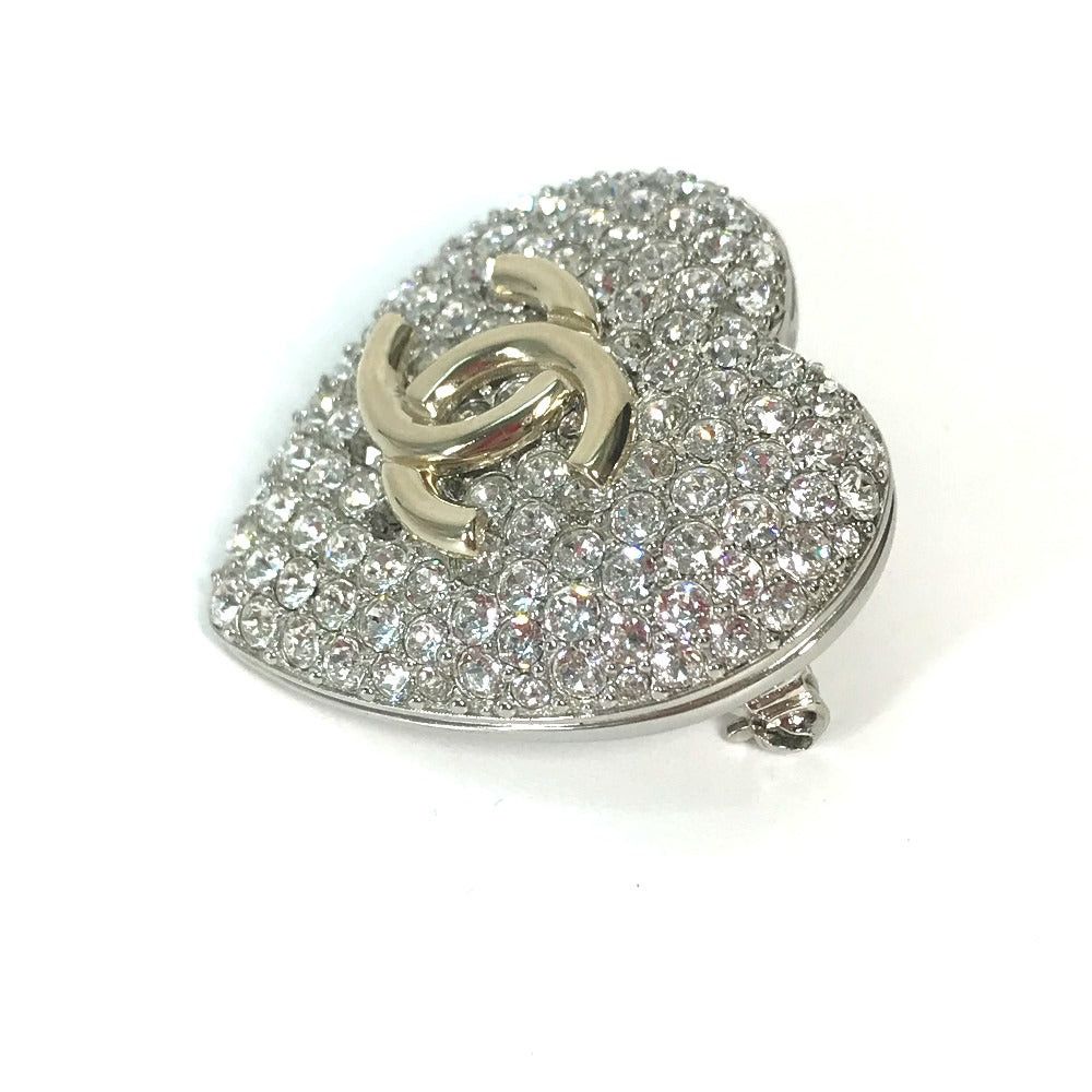 Chanel Chanel 20S Cc Coma Mark Rhinestone Heart Accessories Brooch Metal Women Silver Size ONE SIZE - 6 Thumbnail