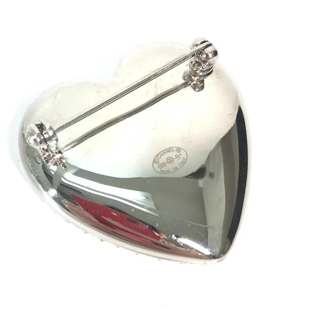 Chanel Chanel 20S Cc Coma Mark Rhinestone Heart Accessories Brooch Metal Women Silver Size ONE SIZE - 4 Thumbnail