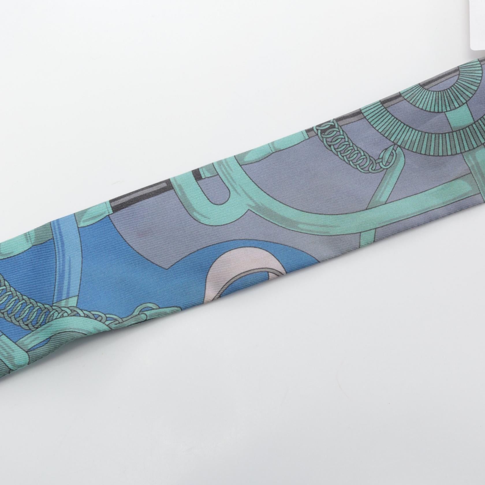 Hermes Hermes Twilly Eperon Scarf Silk Blue Purple Multicolor Size ONE SIZE - 6 Thumbnail