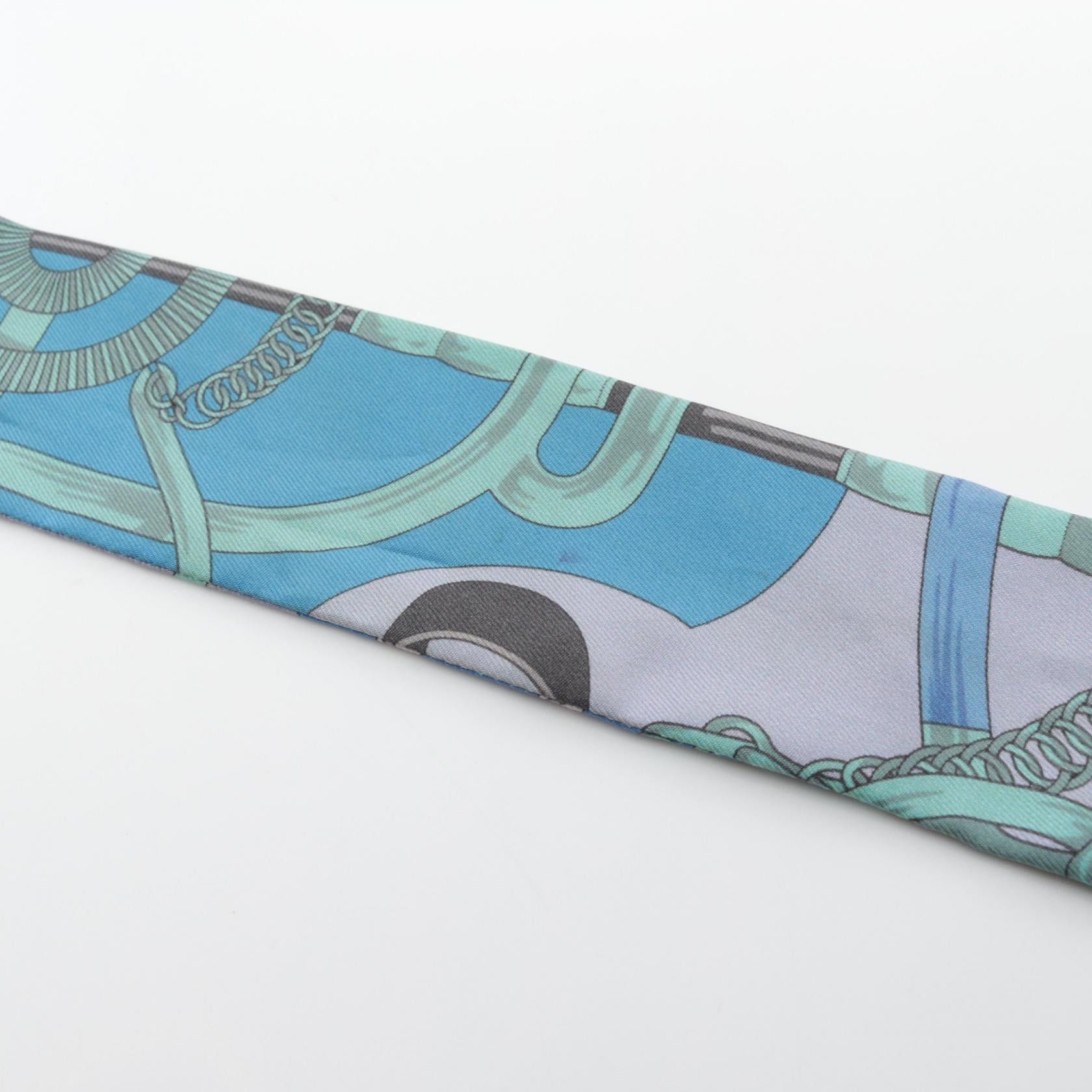 Hermes Hermes Twilly Eperon Scarf Silk Blue Purple Multicolor Size ONE SIZE - 5 Thumbnail
