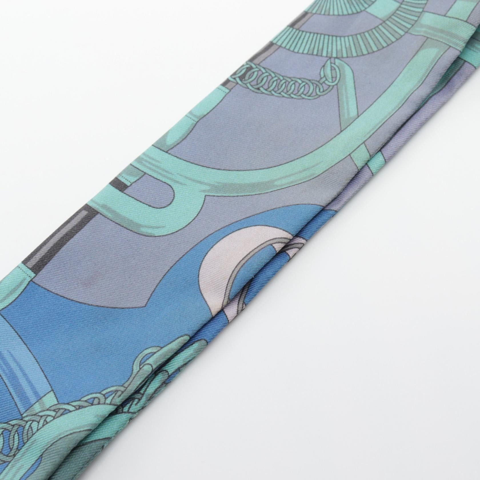 Hermes Hermes Twilly Eperon Scarf Silk Blue Purple Multicolor Size ONE SIZE - 9 Thumbnail