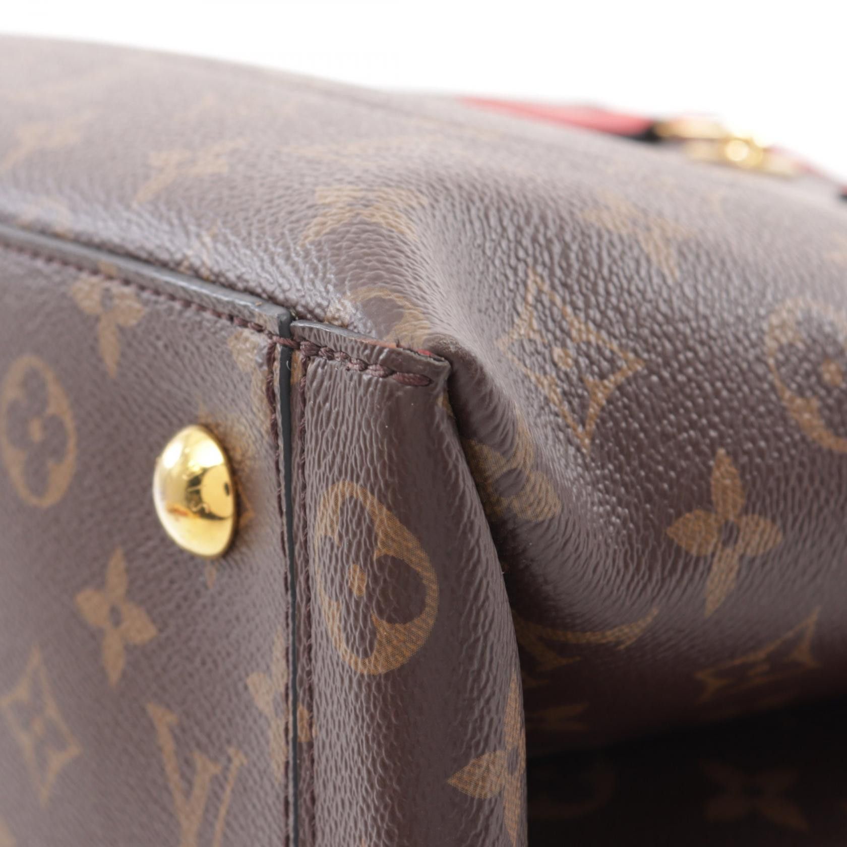 Louis Vuitton Louis Vuitton Flower Tote Monogram Coquelicot Handbag Bag Leather Brown Red Size ONE SIZE - 8 Thumbnail