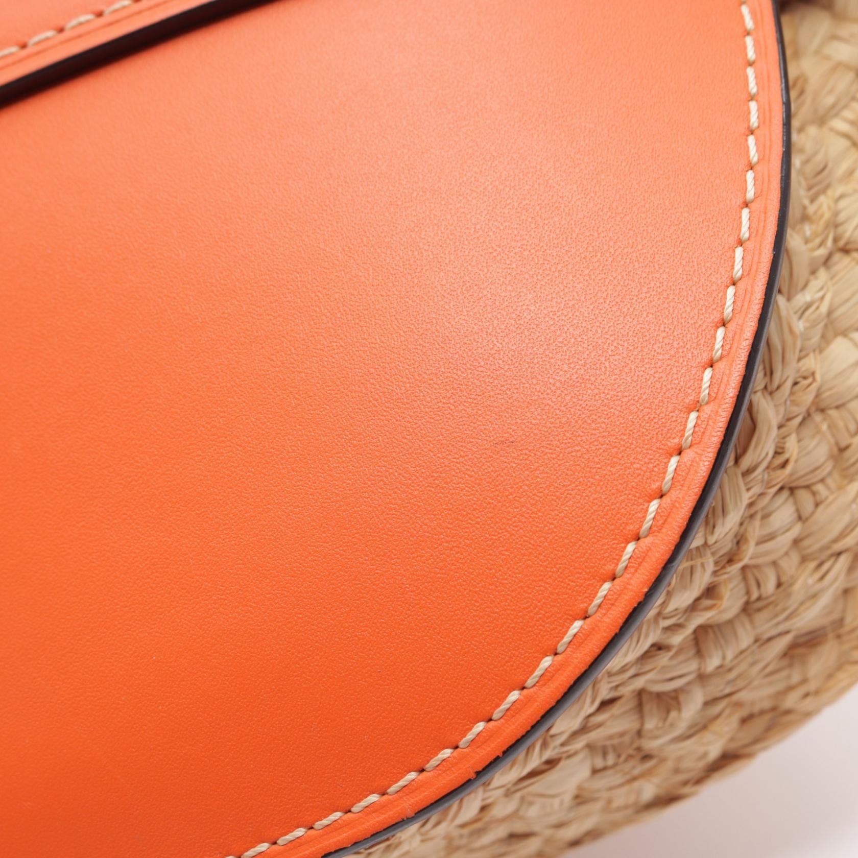 Loewe Loewe Anagram Gate Shoulder Bag Raffia Leather Beige Orange Size ONE SIZE - 6 Thumbnail
