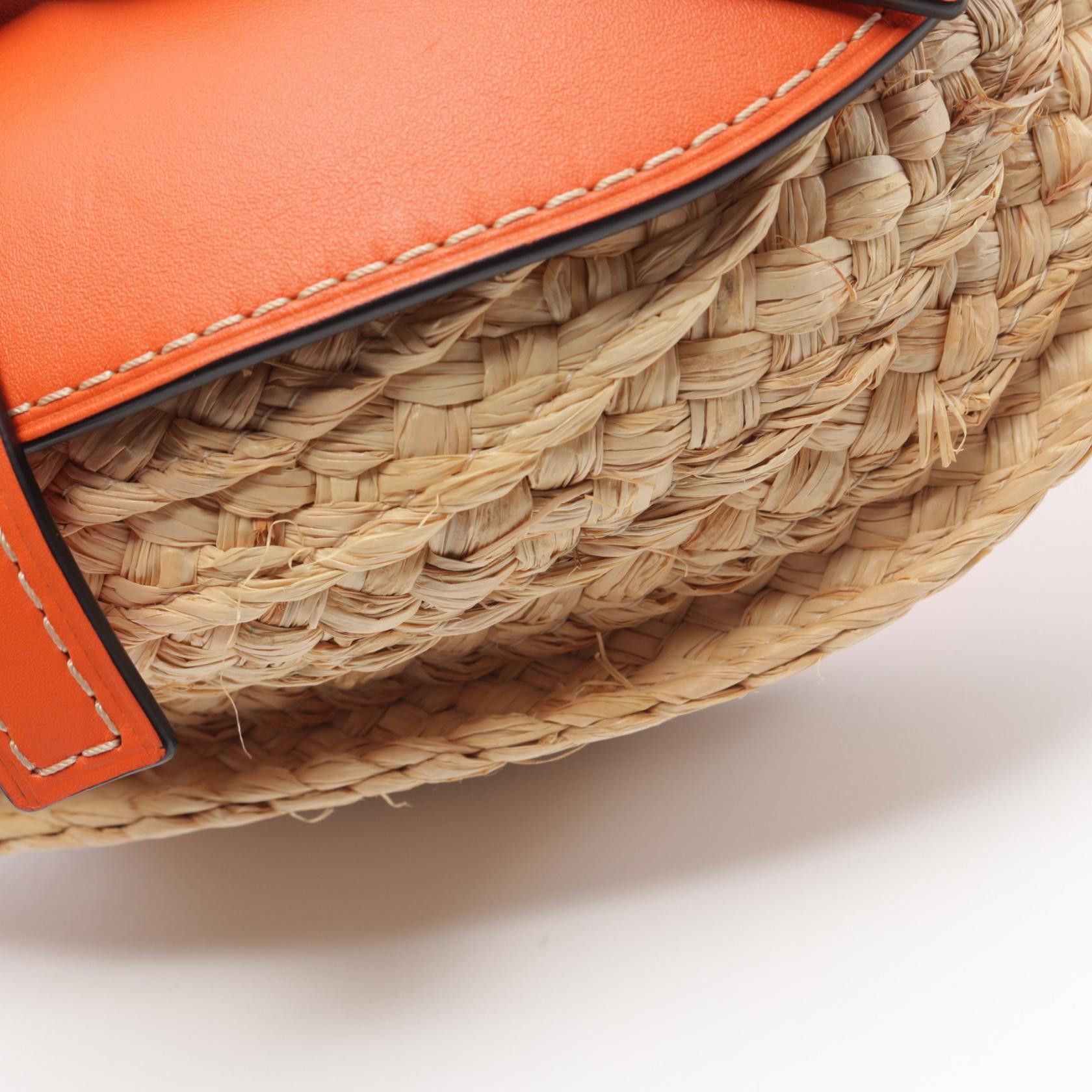Loewe Loewe Anagram Gate Shoulder Bag Raffia Leather Beige Orange Size ONE SIZE - 8 Thumbnail