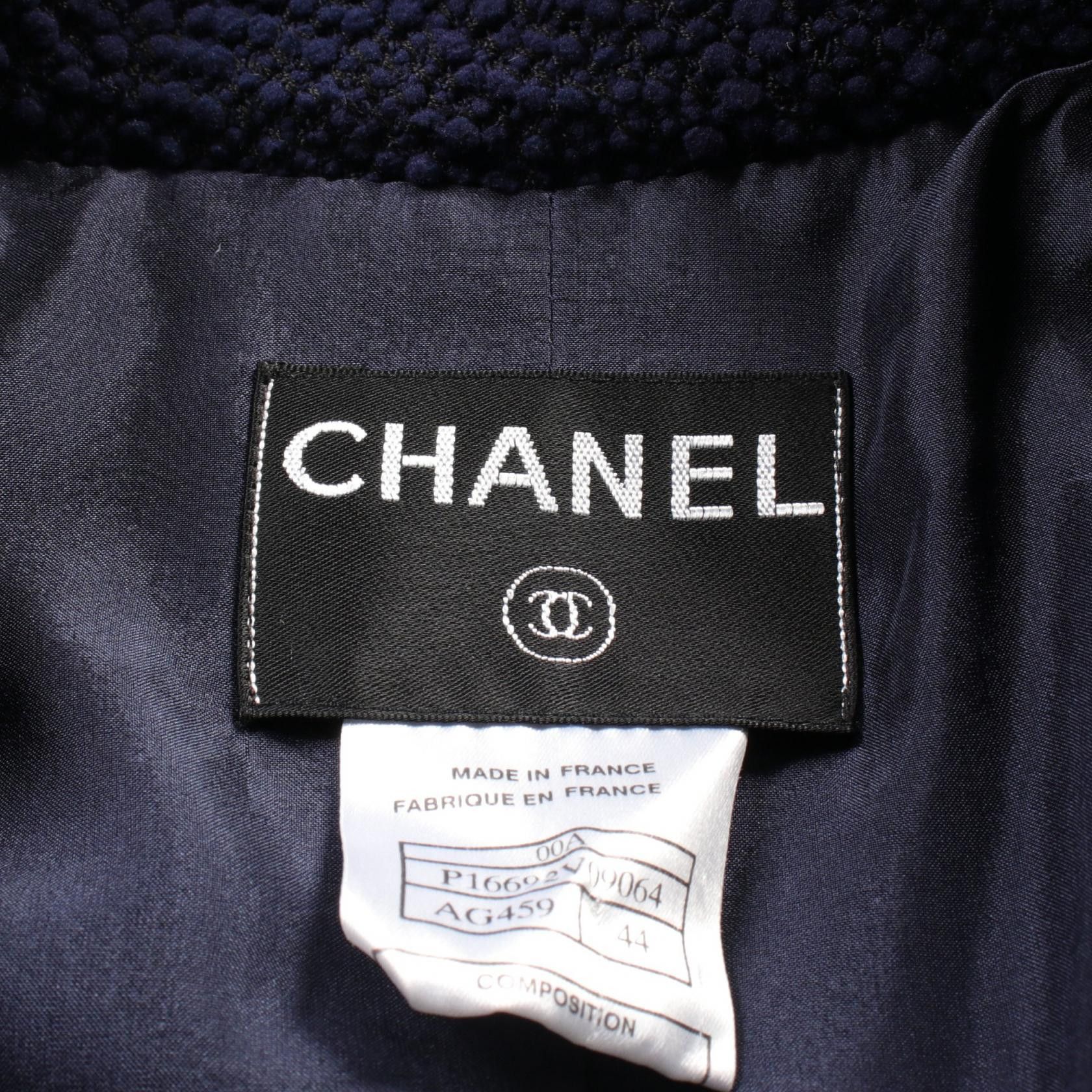 Chanel Chanel Tweed Set Up Skirt Suit Nylon Silk Wool Navy Rhinestone 00A Size ONE SIZE - 4 Thumbnail