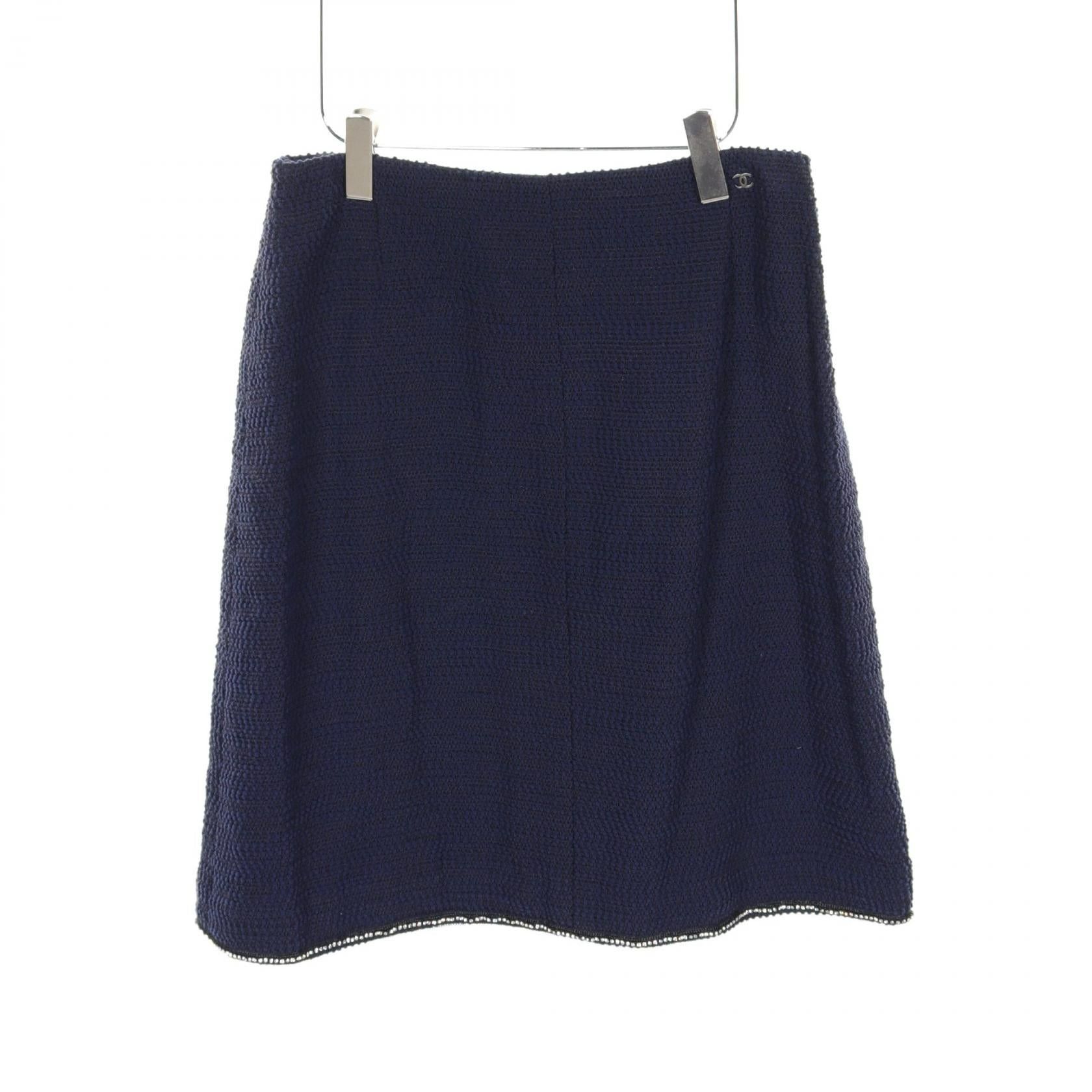 Chanel Chanel Tweed Set Up Skirt Suit Nylon Silk Wool Navy Rhinestone 00A Size ONE SIZE - 3 Thumbnail