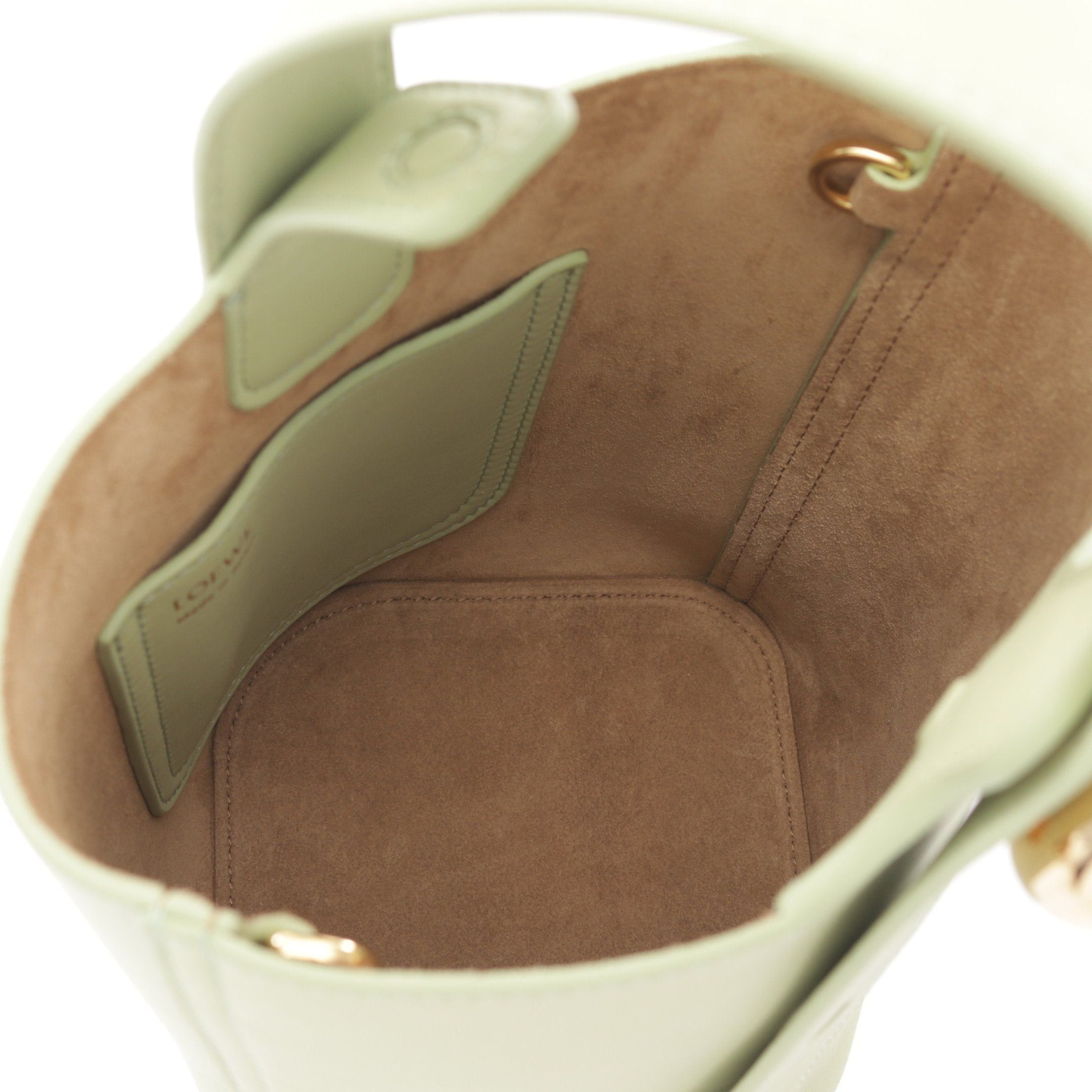 Loewe Loewe Pebble Bucket Bag Mini Handbag Leather Light Green Size ONE SIZE - 3 Thumbnail
