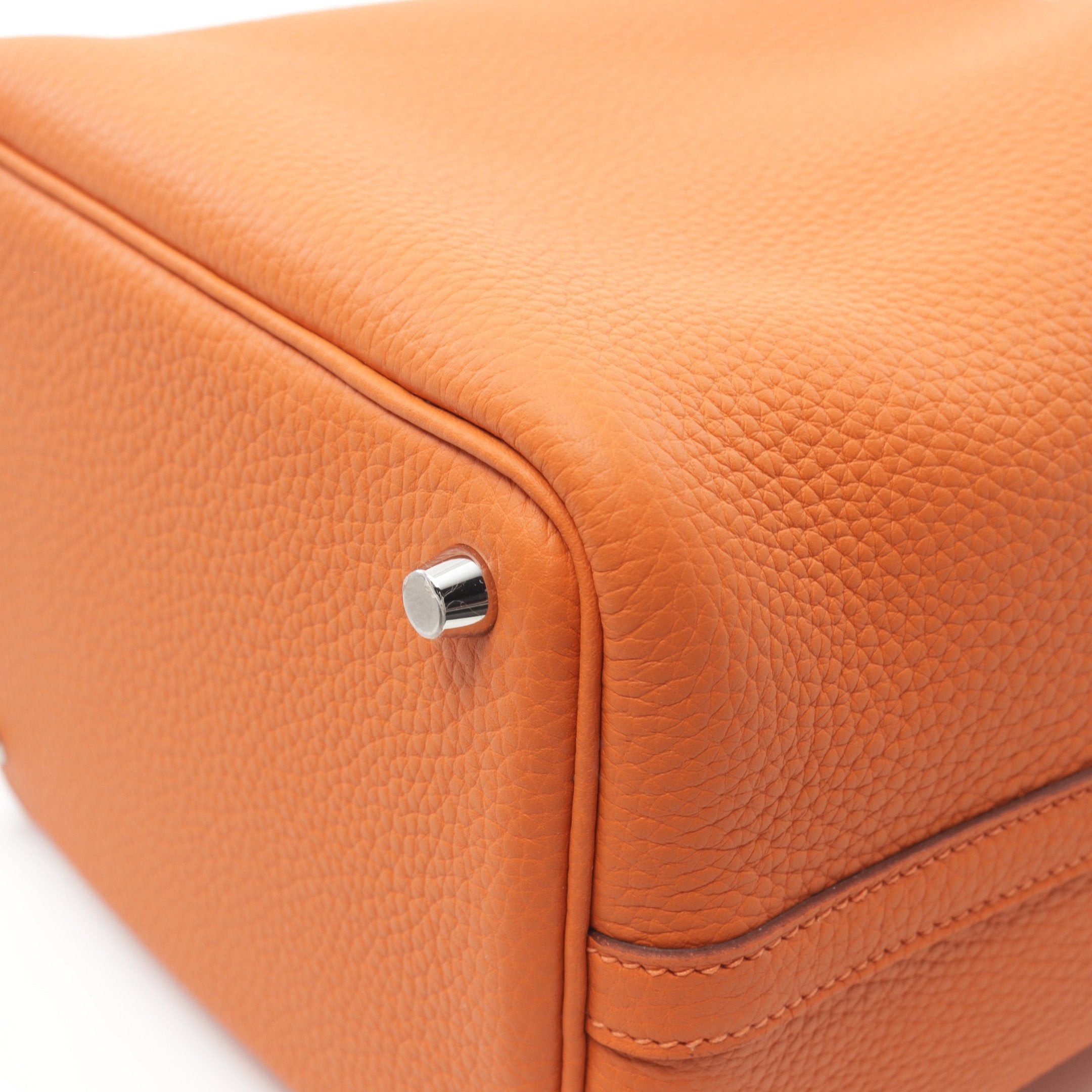 Hermes Hermes Picotan Lock Pm Orange Minion Handbag Clemence Leather Silver Hardware Double Engraved Size ONE SIZE - 6 Thumbnail