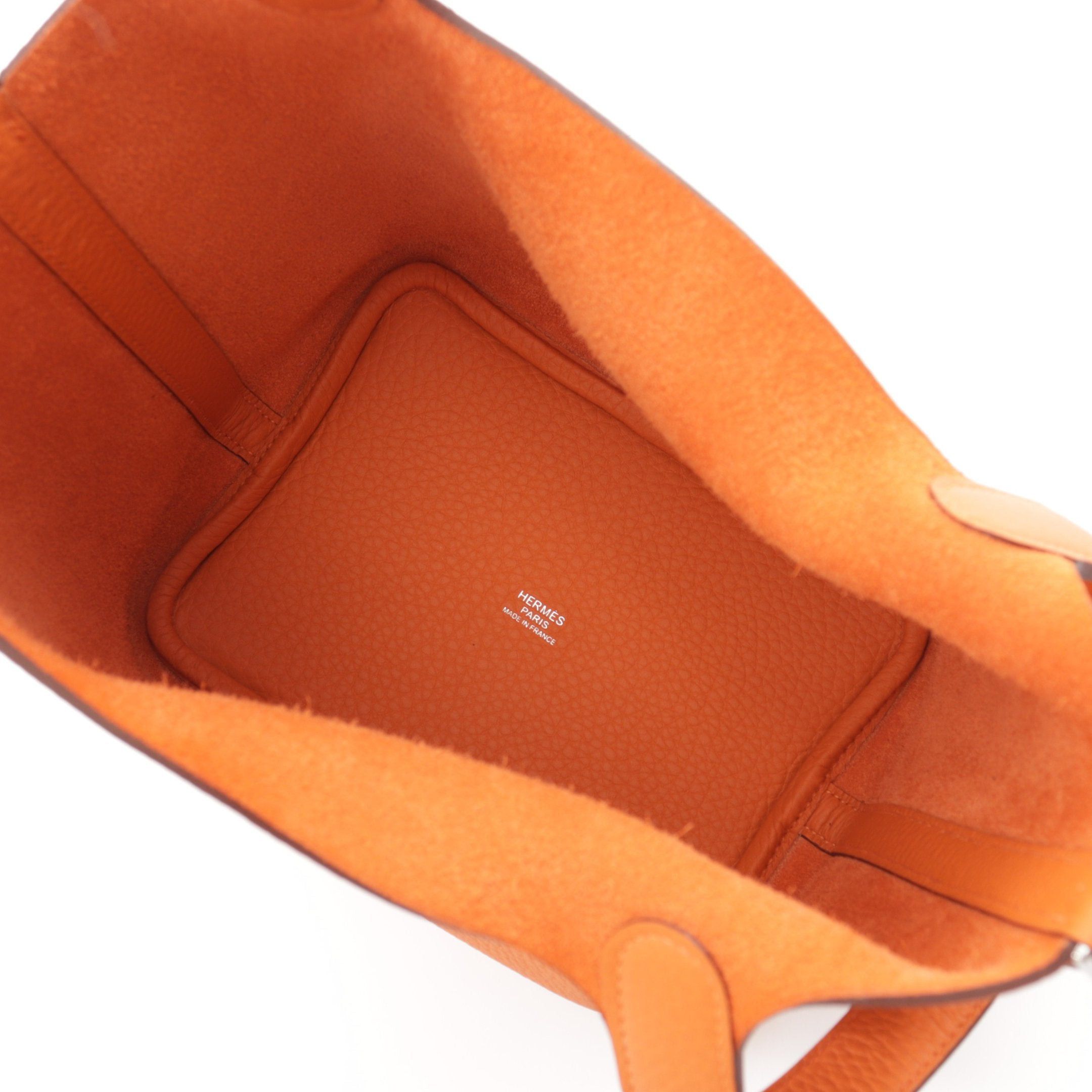 Hermes Hermes Picotan Lock Pm Orange Minion Handbag Clemence Leather Silver Hardware Double Engraved Size ONE SIZE - 3 Thumbnail