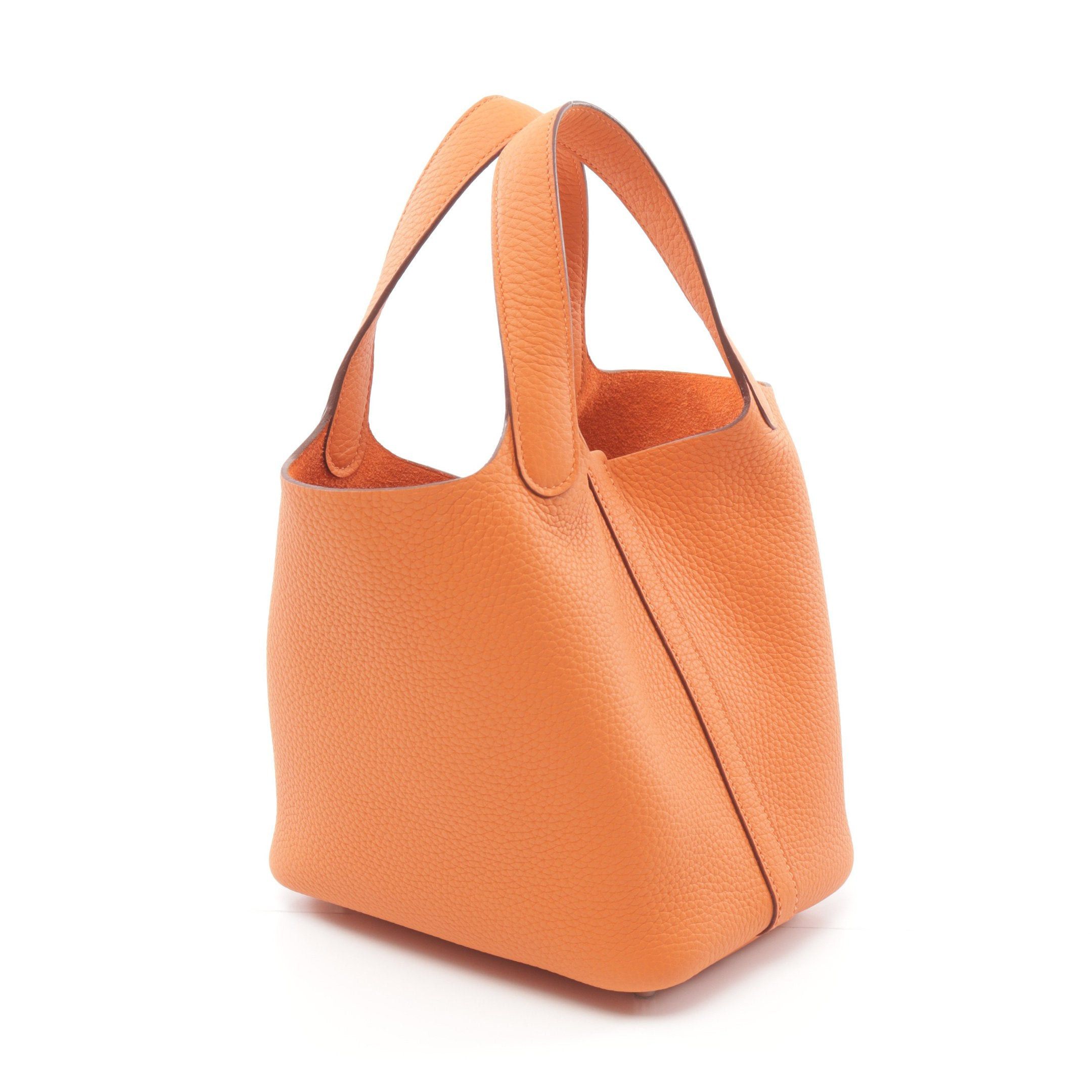 Hermes Hermes Picotan Lock Pm Orange Minion Handbag Clemence Leather Silver Hardware Double Engraved Size ONE SIZE - 2 Thumbnail