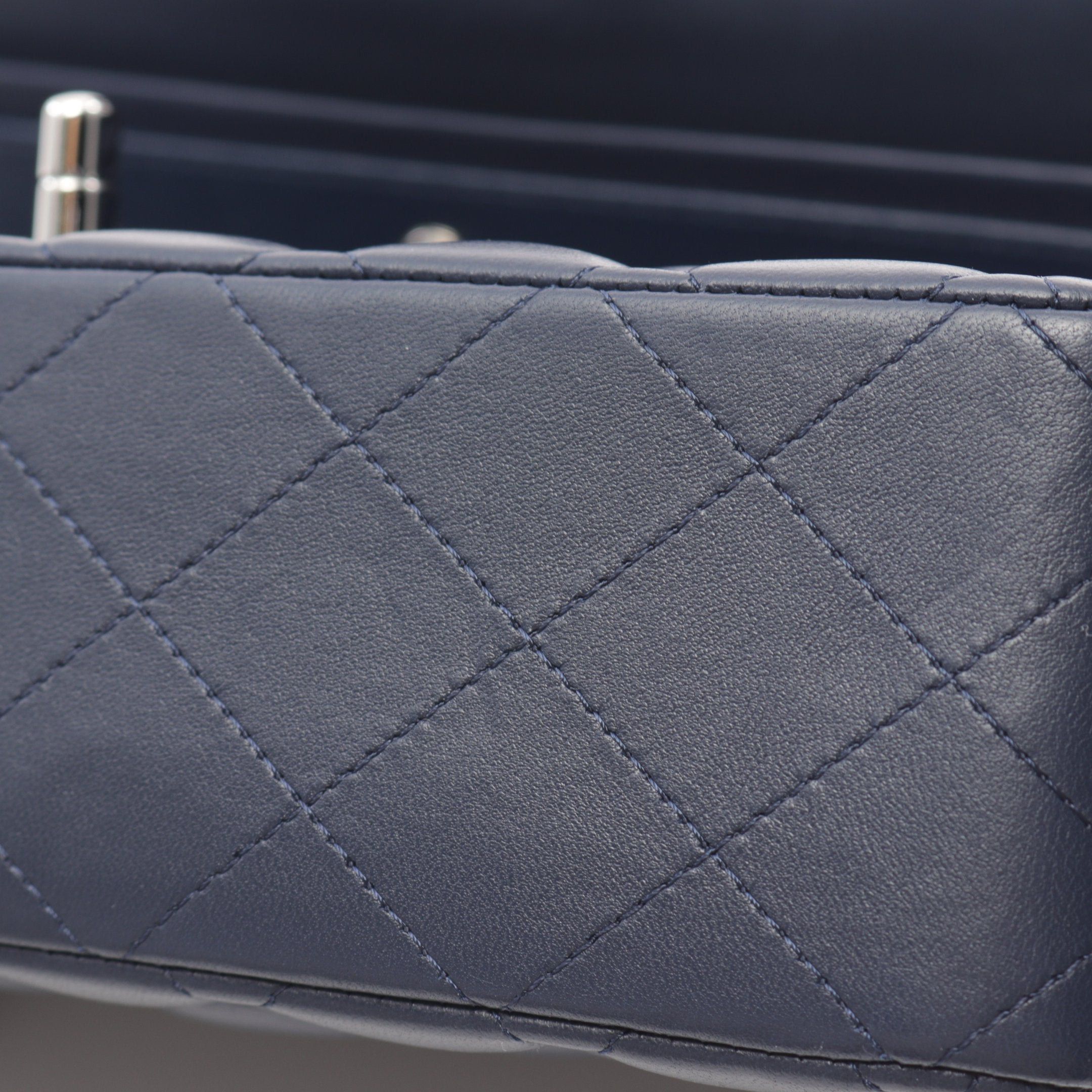 Chanel Chanel Matelasse Double Flap Chain Shoulder Bag Lambskin Navy Silver Hardware Size ONE SIZE - 7 Thumbnail