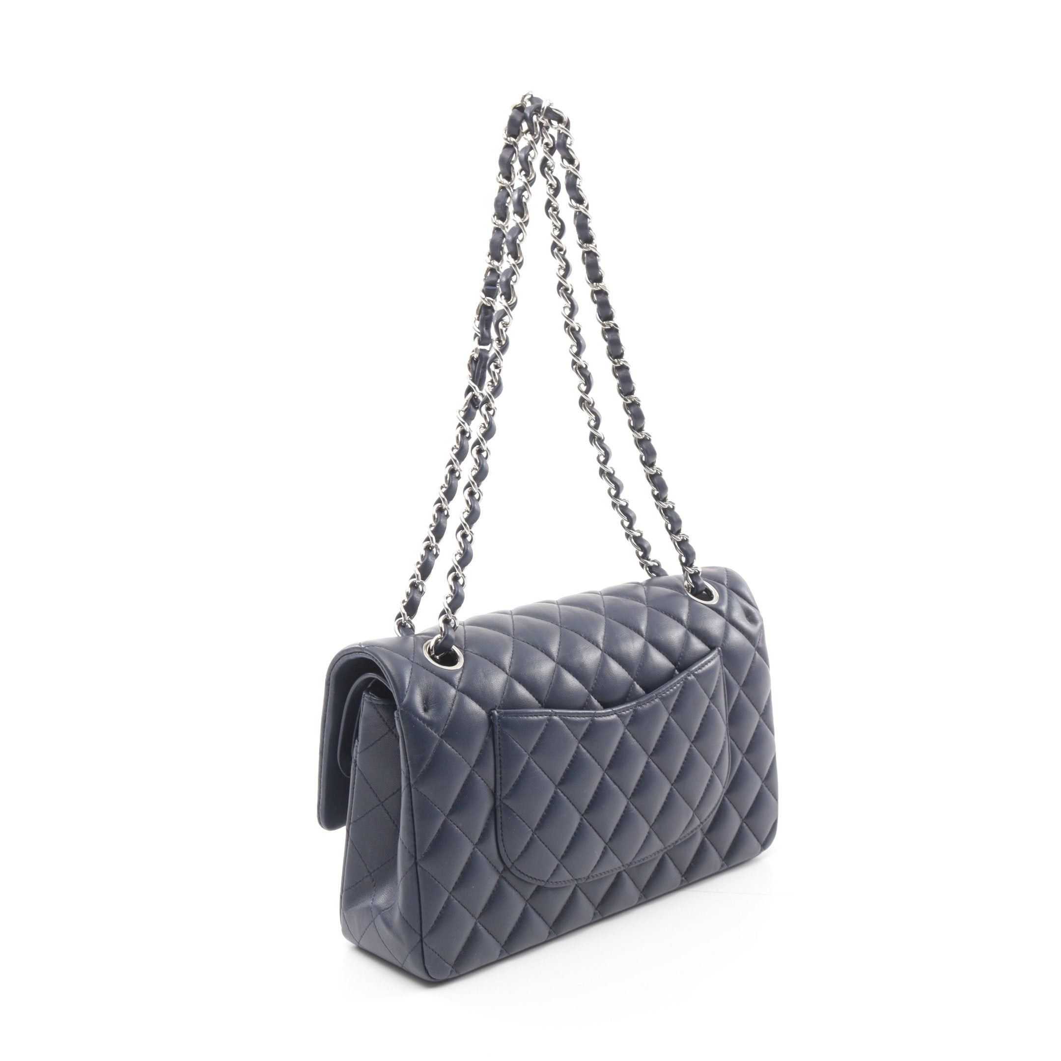 Chanel Chanel Matelasse Double Flap Chain Shoulder Bag Lambskin Navy Silver Hardware Size ONE SIZE - 2 Thumbnail