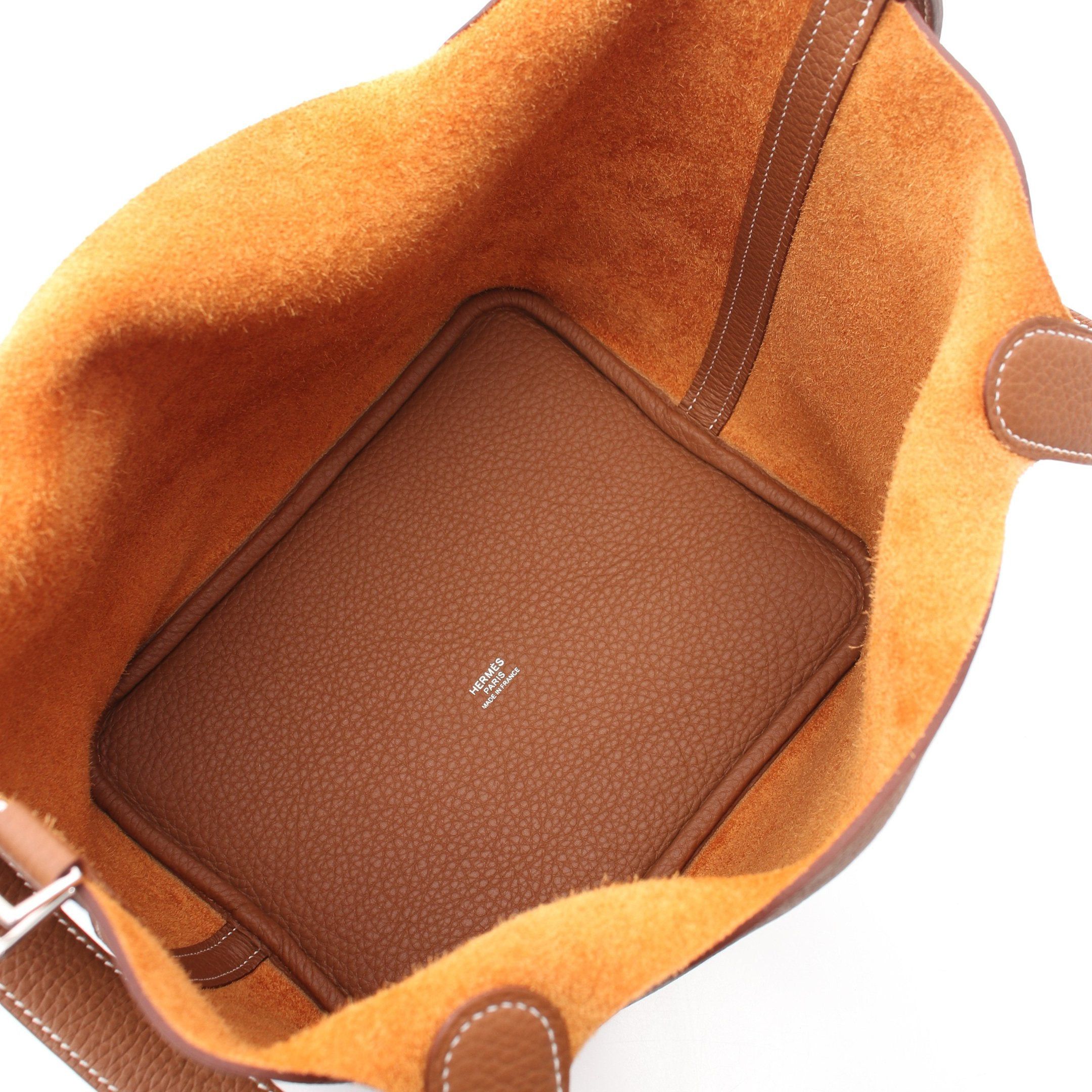 Hermes Hermes Picotane Lock Mm Gold Handbag Clemence Leather Light Brown Silver Hardware Double Engraved Size ONE SIZE - 3 Thumbnail