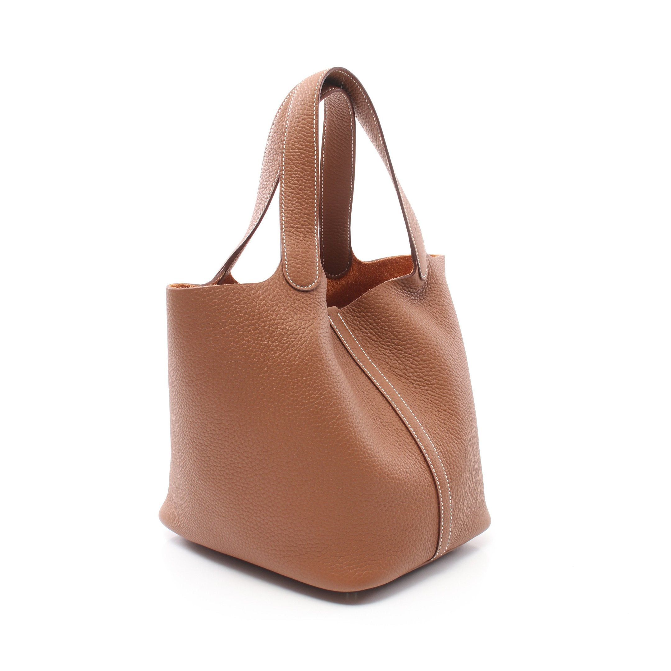 Hermes Hermes Picotane Lock Mm Gold Handbag Clemence Leather Light Brown Silver Hardware Double Engraved Size ONE SIZE - 2 Thumbnail
