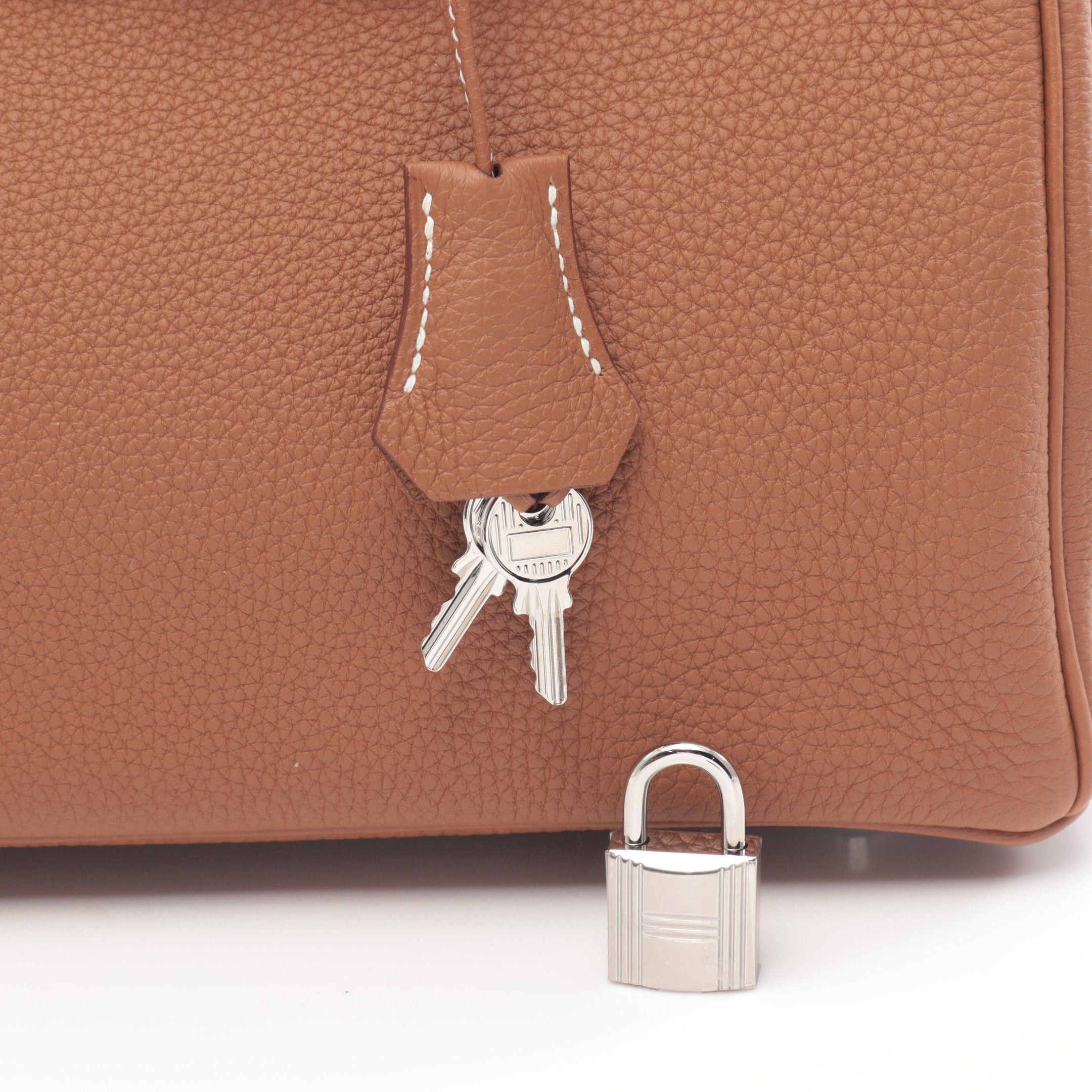Hermes Hermes Birkin 25 Gold Handbag Togo Light Brown Silver Hardware Double Engraved Size ONE SIZE - 6 Thumbnail