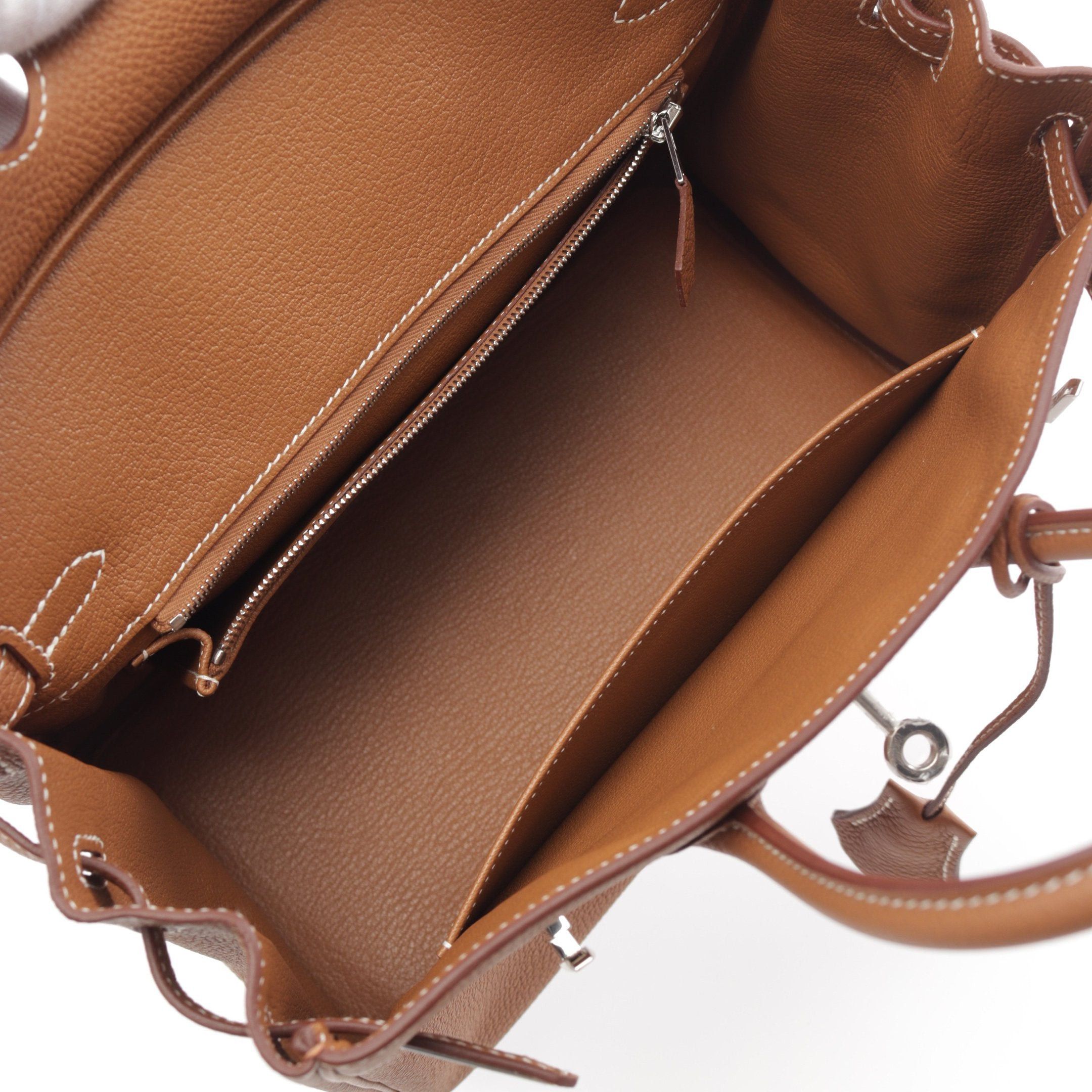 Hermes Hermes Birkin 25 Gold Handbag Togo Light Brown Silver Hardware Double Engraved Size ONE SIZE - 3 Thumbnail