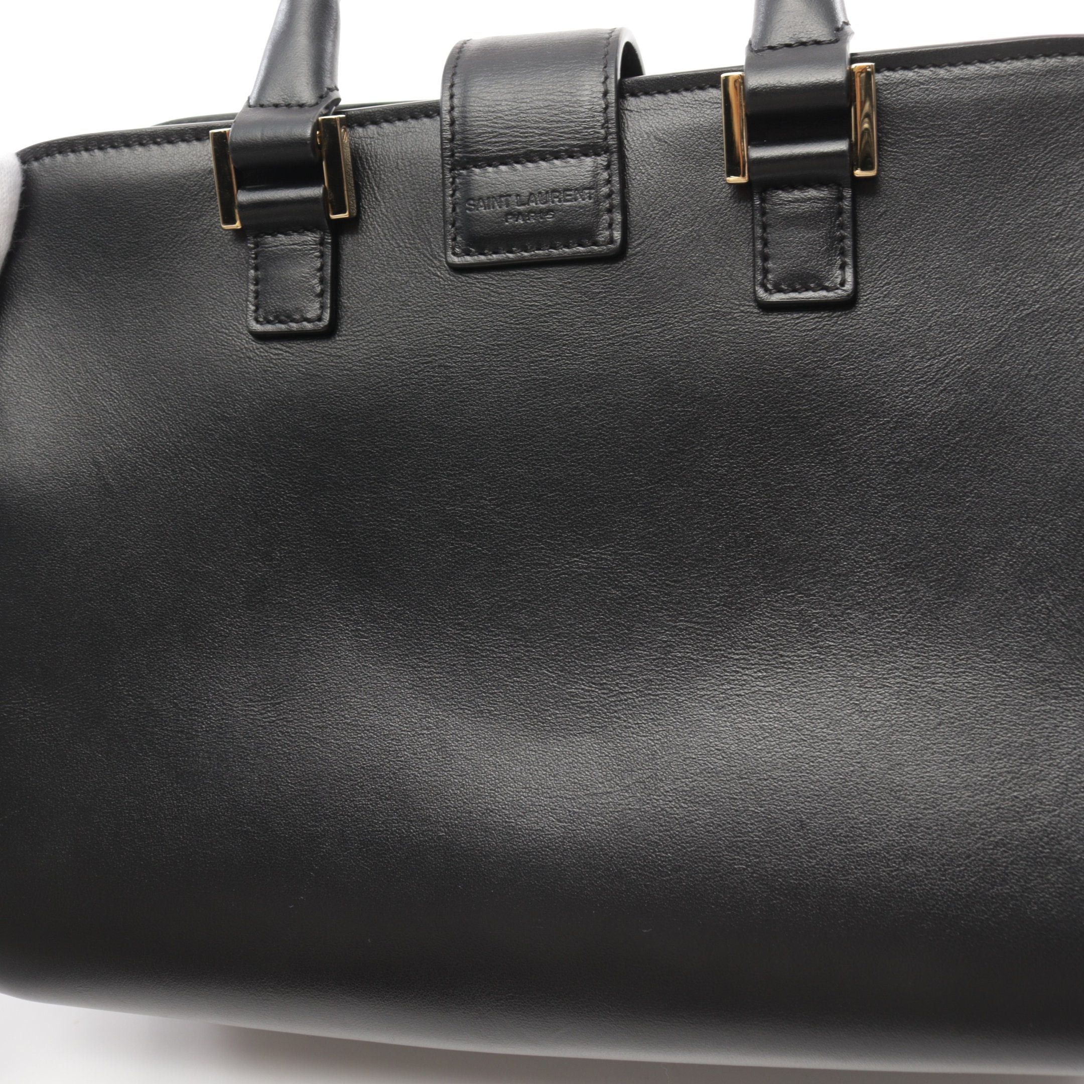 Yves Saint Laurent Yves Saint Laurent Ysl Line Baby Monogram Kabas Handbag Leather Black Size ONE SIZE - 7 Thumbnail