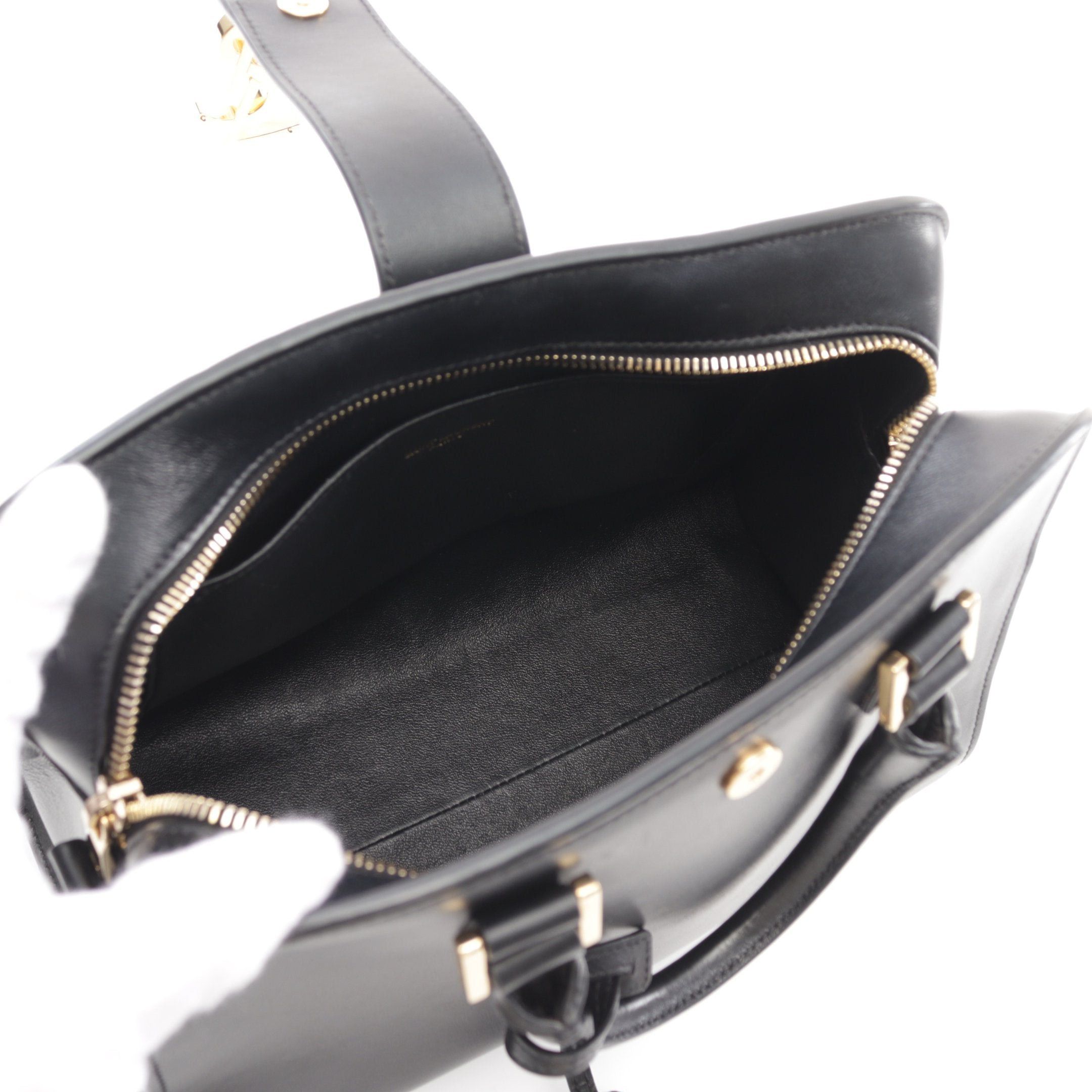 Yves Saint Laurent Yves Saint Laurent Ysl Line Baby Monogram Kabas Handbag Leather Black Size ONE SIZE - 3 Thumbnail