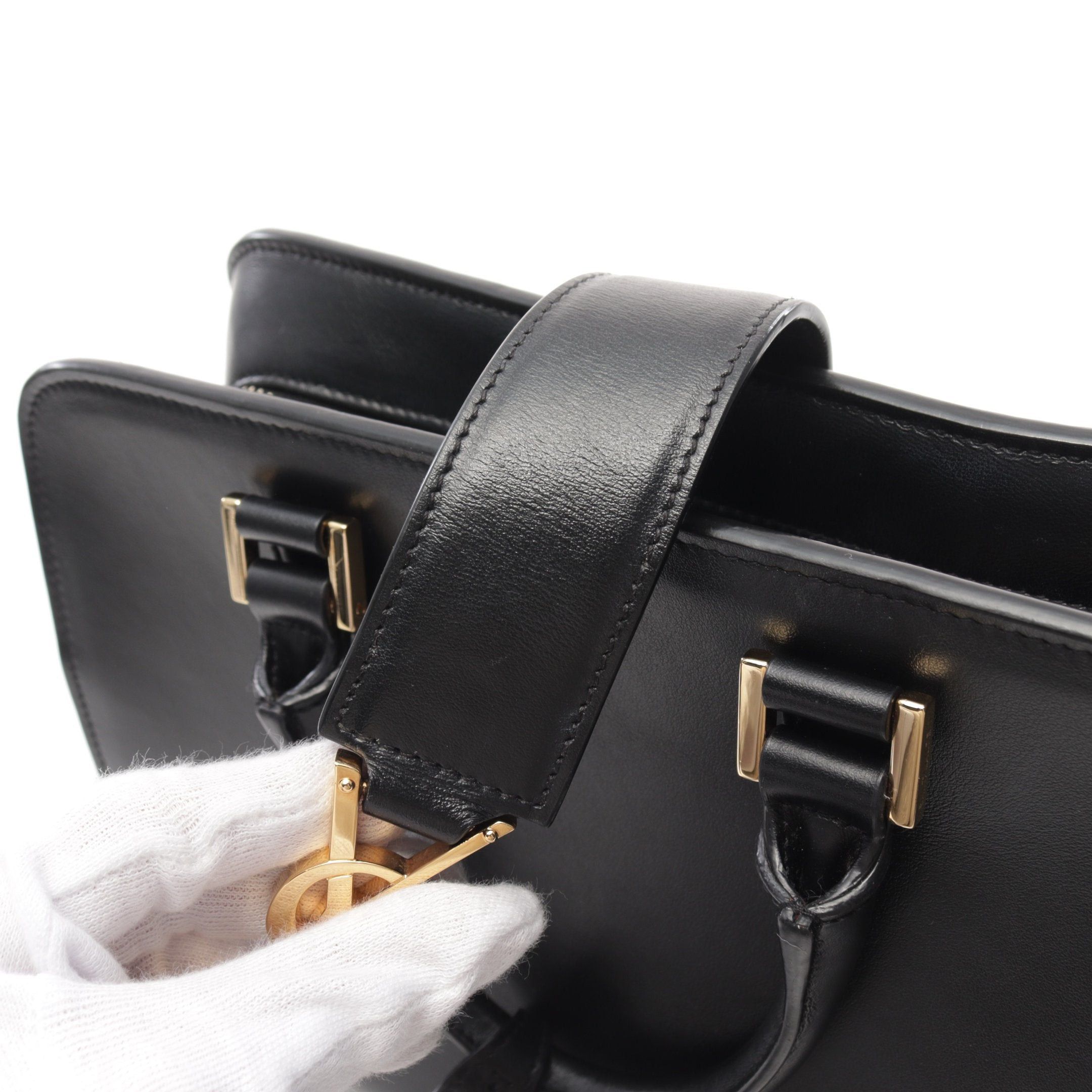 Yves Saint Laurent Yves Saint Laurent Ysl Line Baby Monogram Kabas Handbag Leather Black Size ONE SIZE - 8 Thumbnail