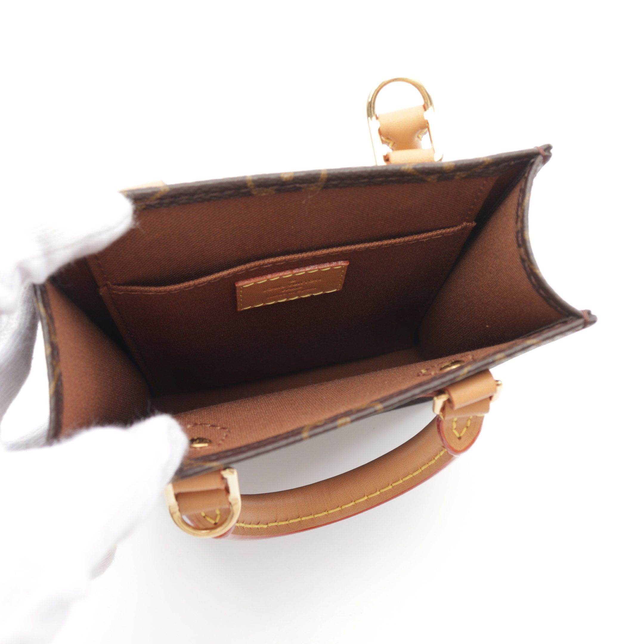 Louis Vuitton Louis Vuitton Petite Sac Plat Monogram Handbag Leather Brown Size ONE SIZE - 3 Thumbnail