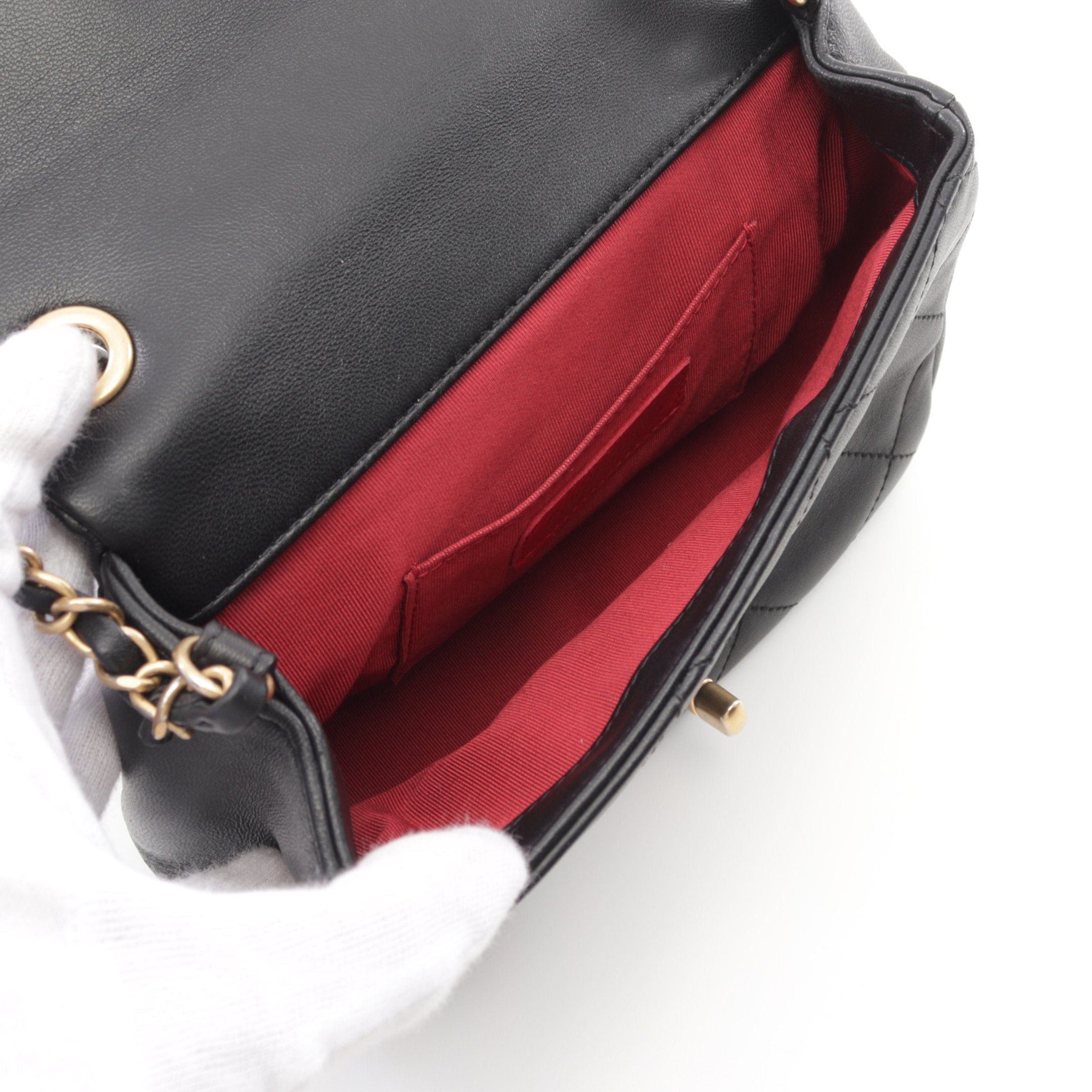 Chanel Chanel Matelasse Top Handle Handbag Lambskin Black Gold Hardware Size ONE SIZE - 3 Thumbnail