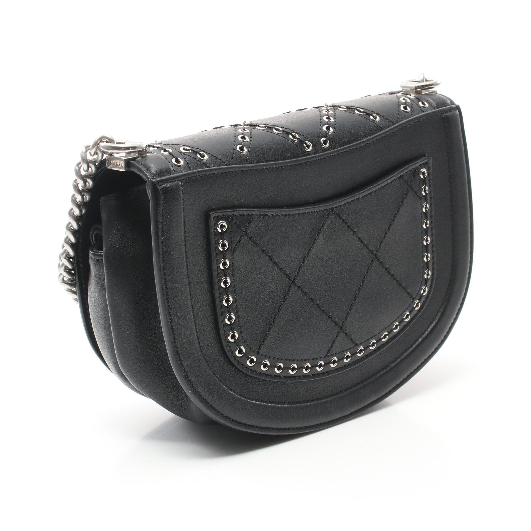 Chanel Chanel Chain Shoulder Bag Calfskin Black Silver Hardware Studs Size ONE SIZE - 2 Thumbnail