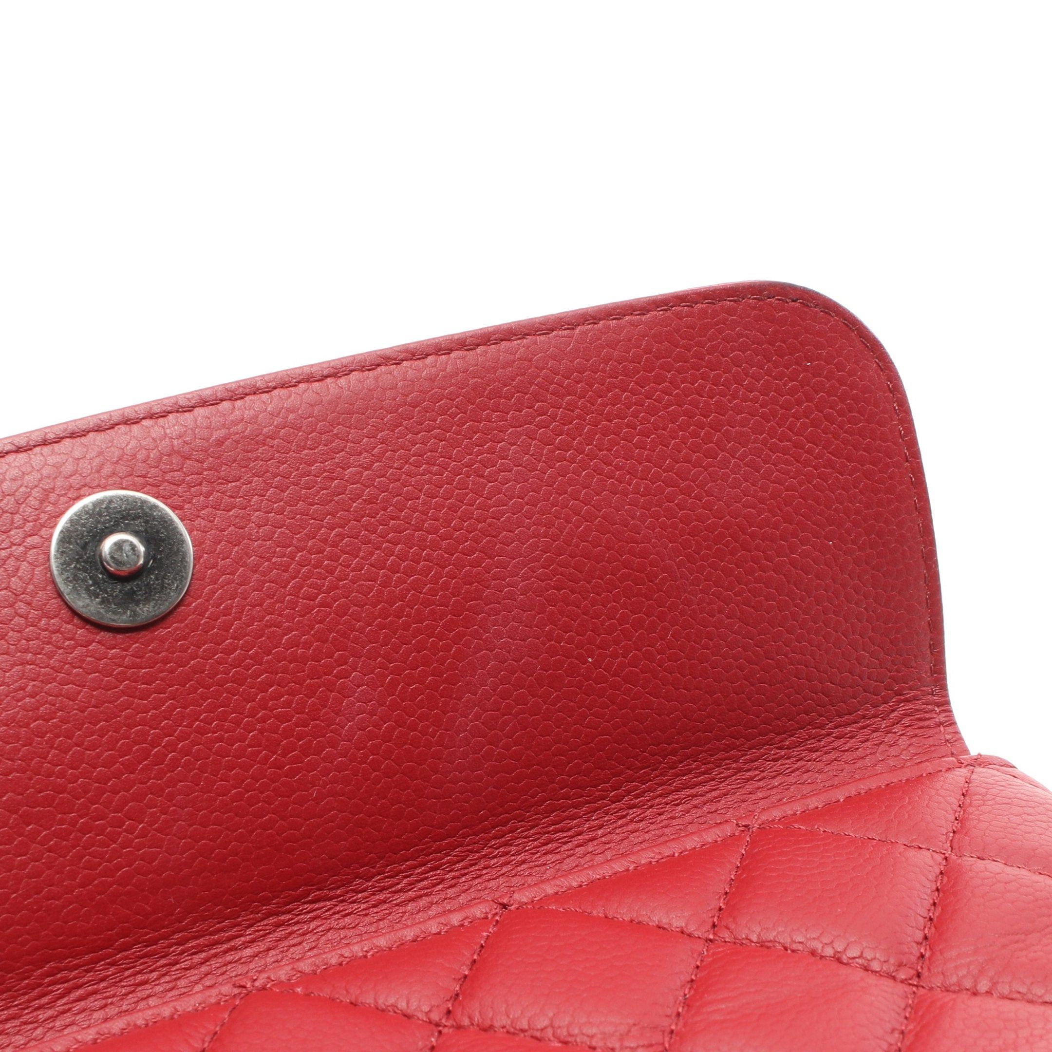 Chanel Chanel Double Chain Shoulder Bag Caviar Skin Red Antique Silver Hardware Size ONE SIZE - 8 Thumbnail