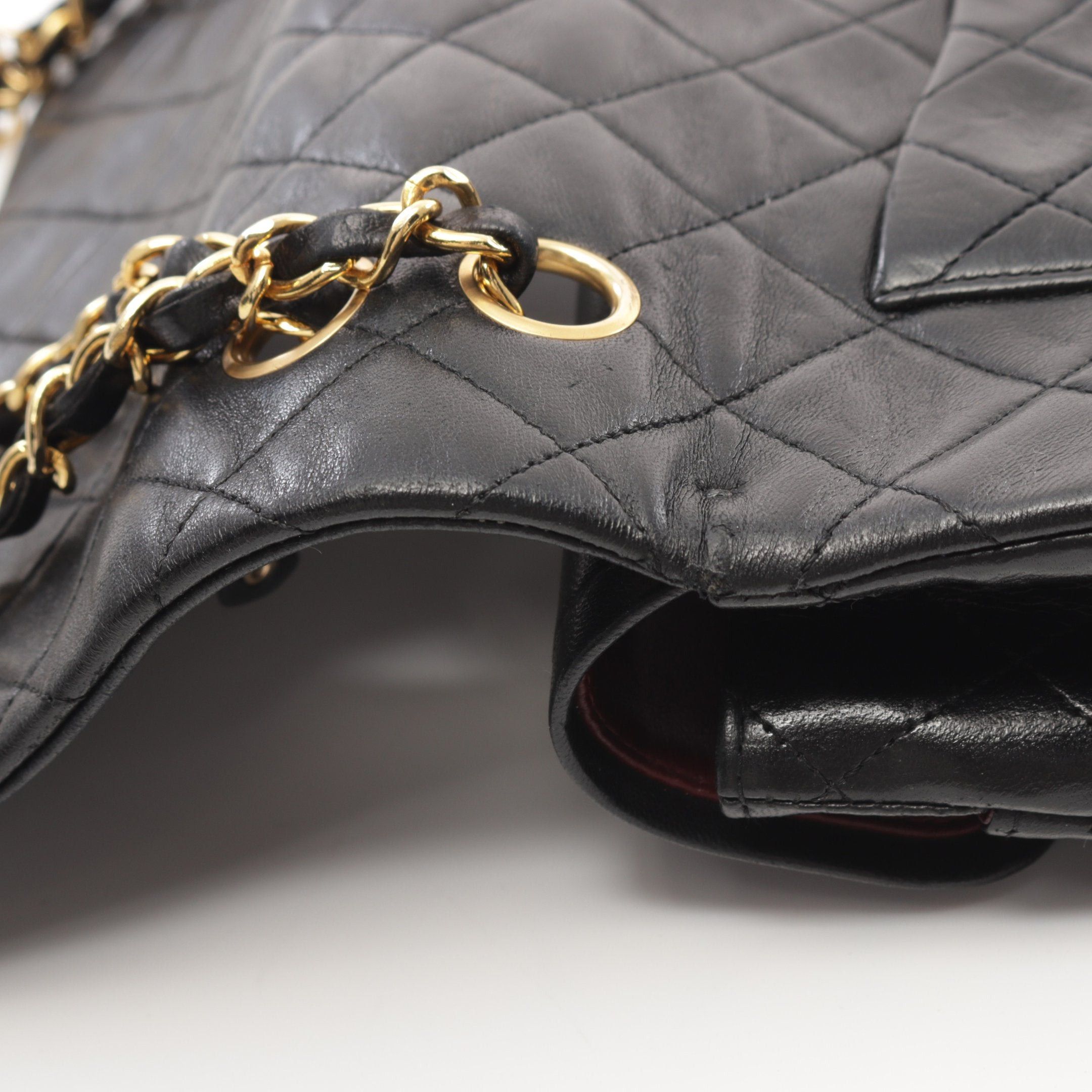 Chanel Chanel Matelasse Double Flap Chain Shoulder Bag Lambskin Black Gold Hardware Size ONE SIZE - 9 Thumbnail