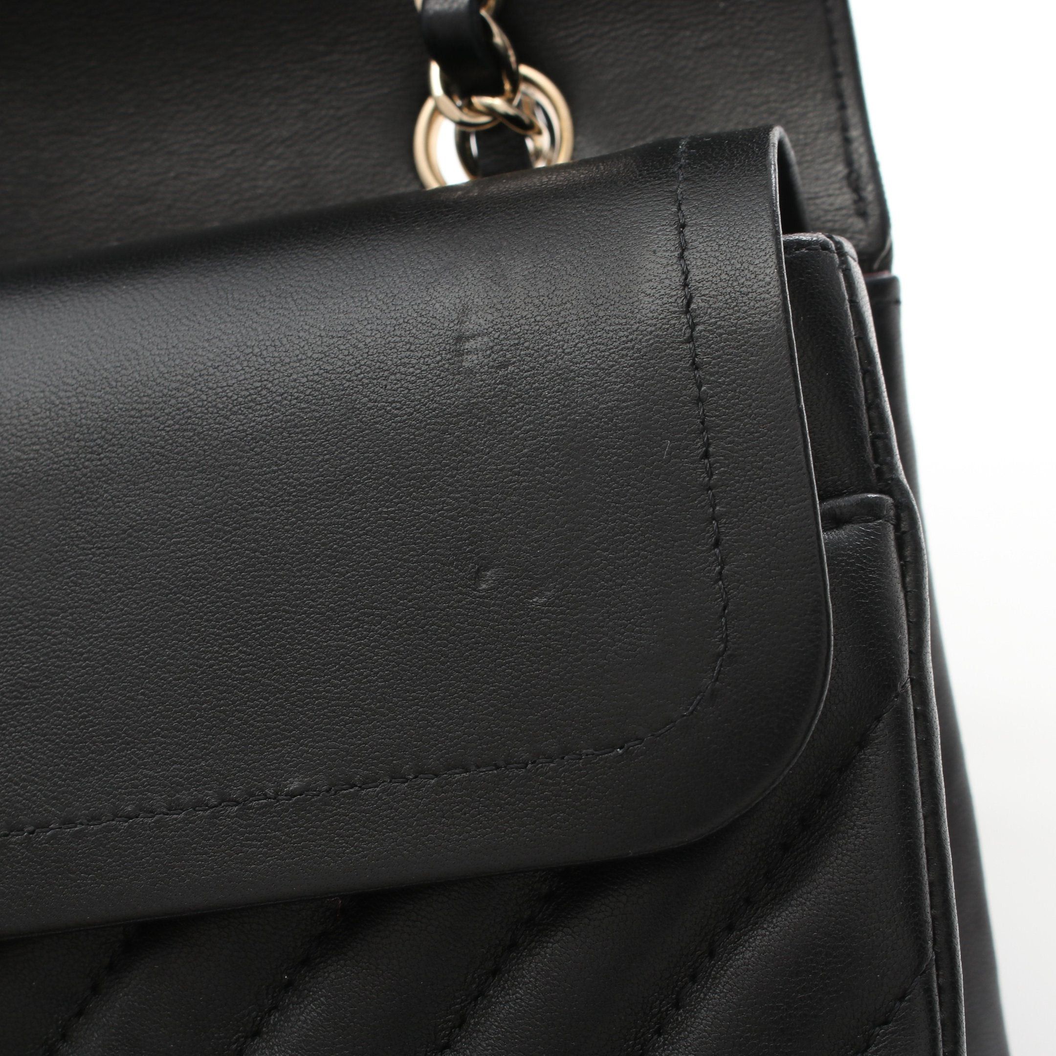 Chanel Chanel Chevron V-Stitch Double Flap Chain Shoulder Bag Lambskin Black Gold Hardware Size ONE SIZE - 7 Thumbnail