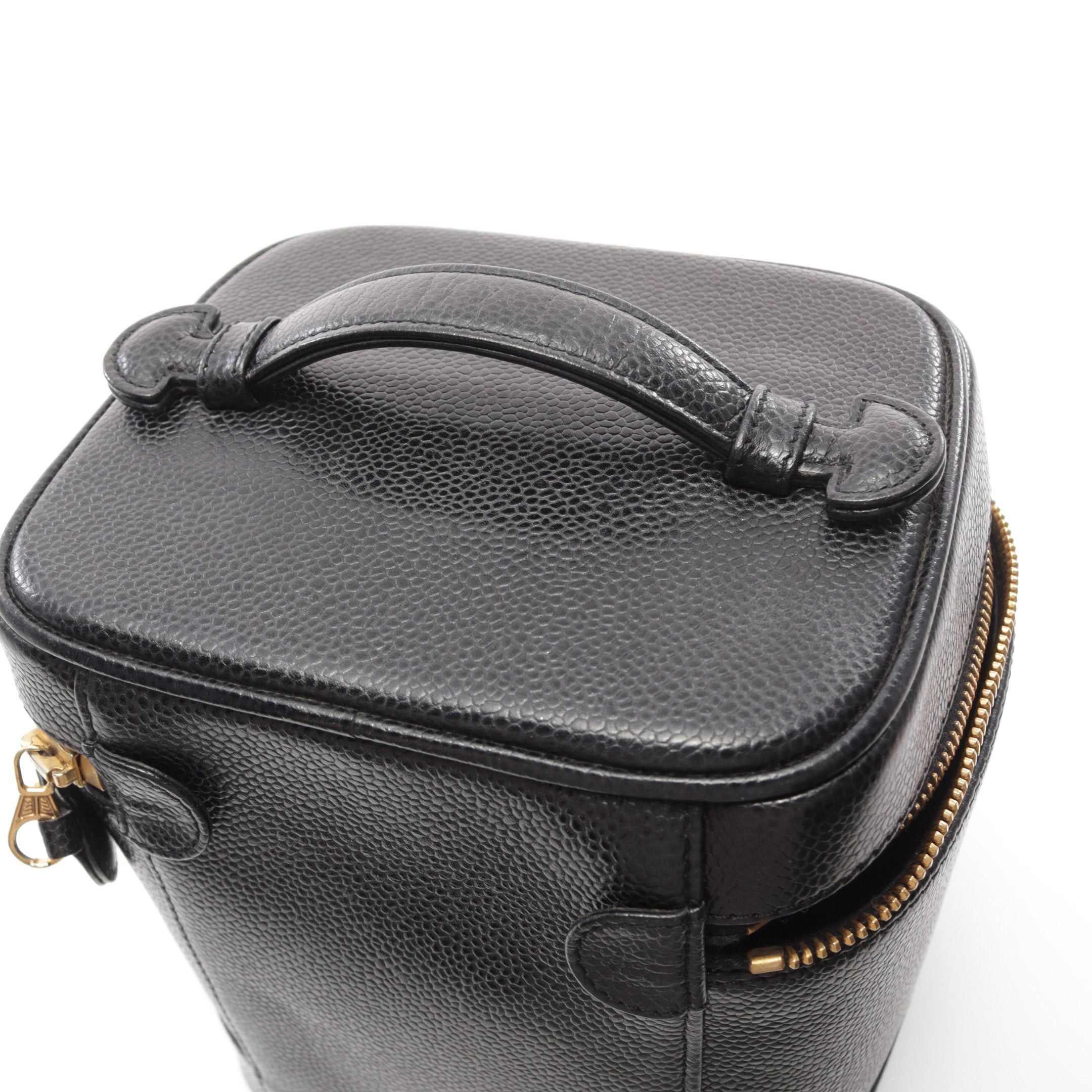 Chanel Chanel Coco Mark Handbag Vanity Bag Caviar Skin Black Gold Hardware Size ONE SIZE - 10 Thumbnail