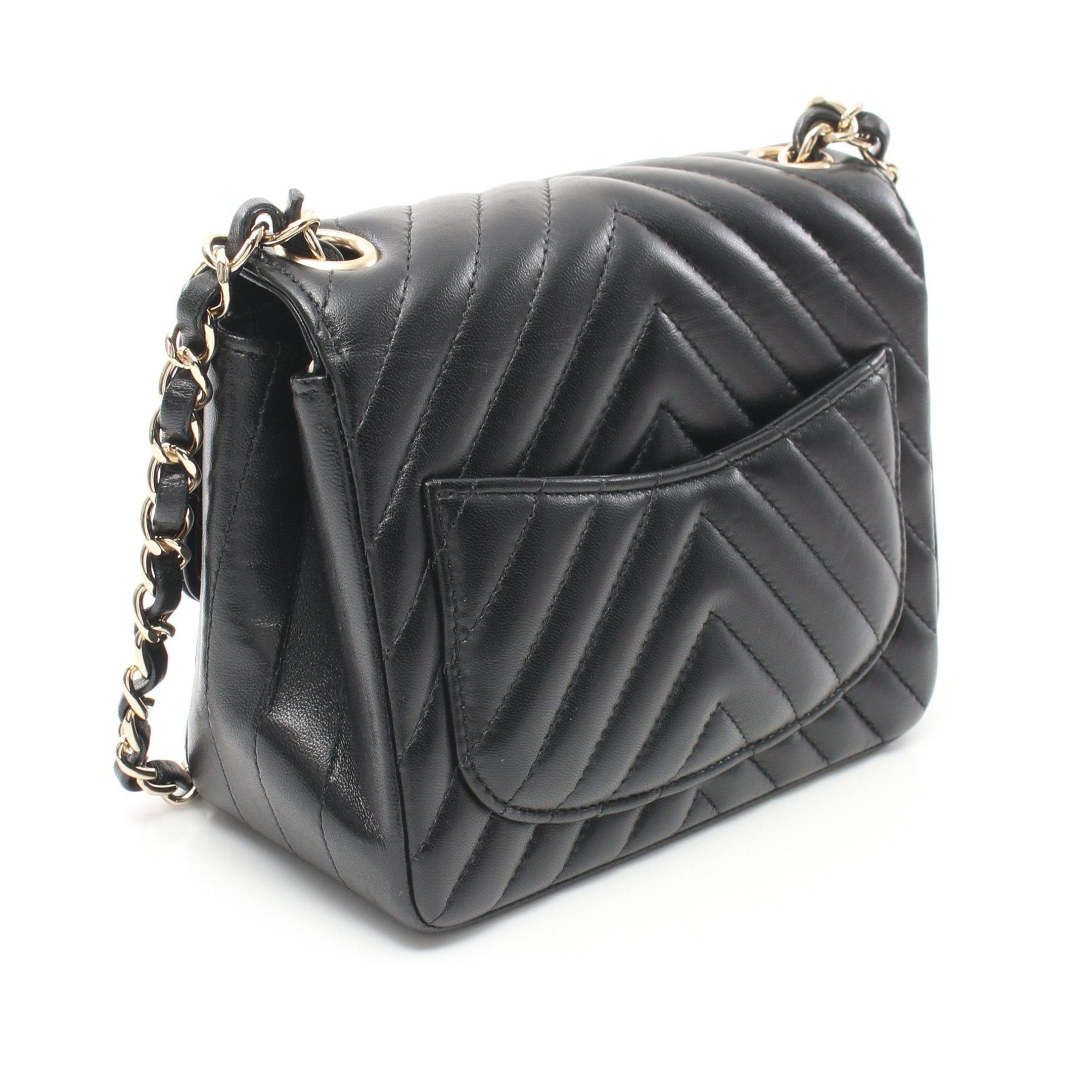 Chanel Chanel Chevron V-Stitch Chain Shoulder Bag Lambskin Black Gold Hardware Size ONE SIZE - 2 Thumbnail