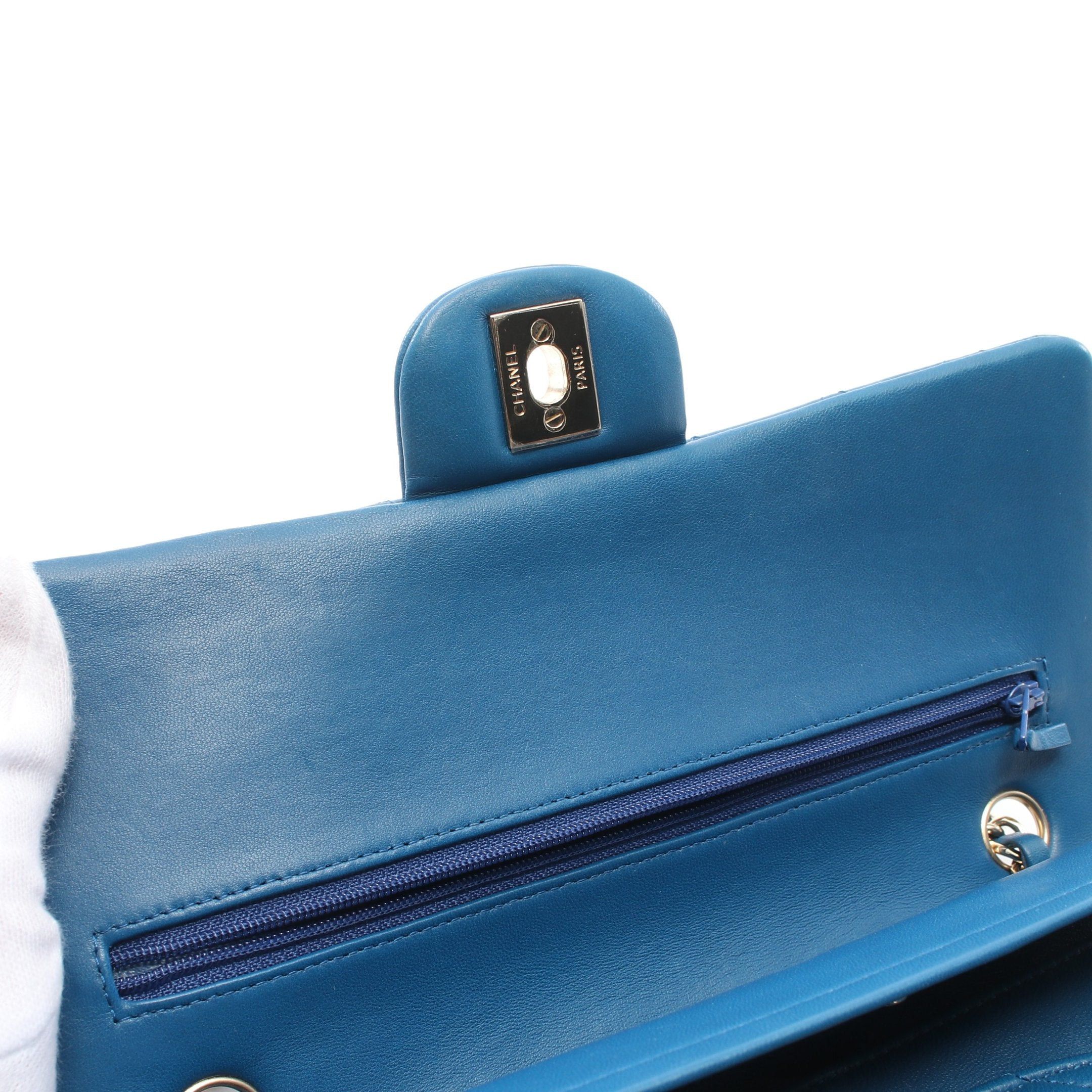 Chanel Chanel Matelasse Double Flap Chain Shoulder Bag Lambskin Blue Gold Hardware Size ONE SIZE - 9 Thumbnail