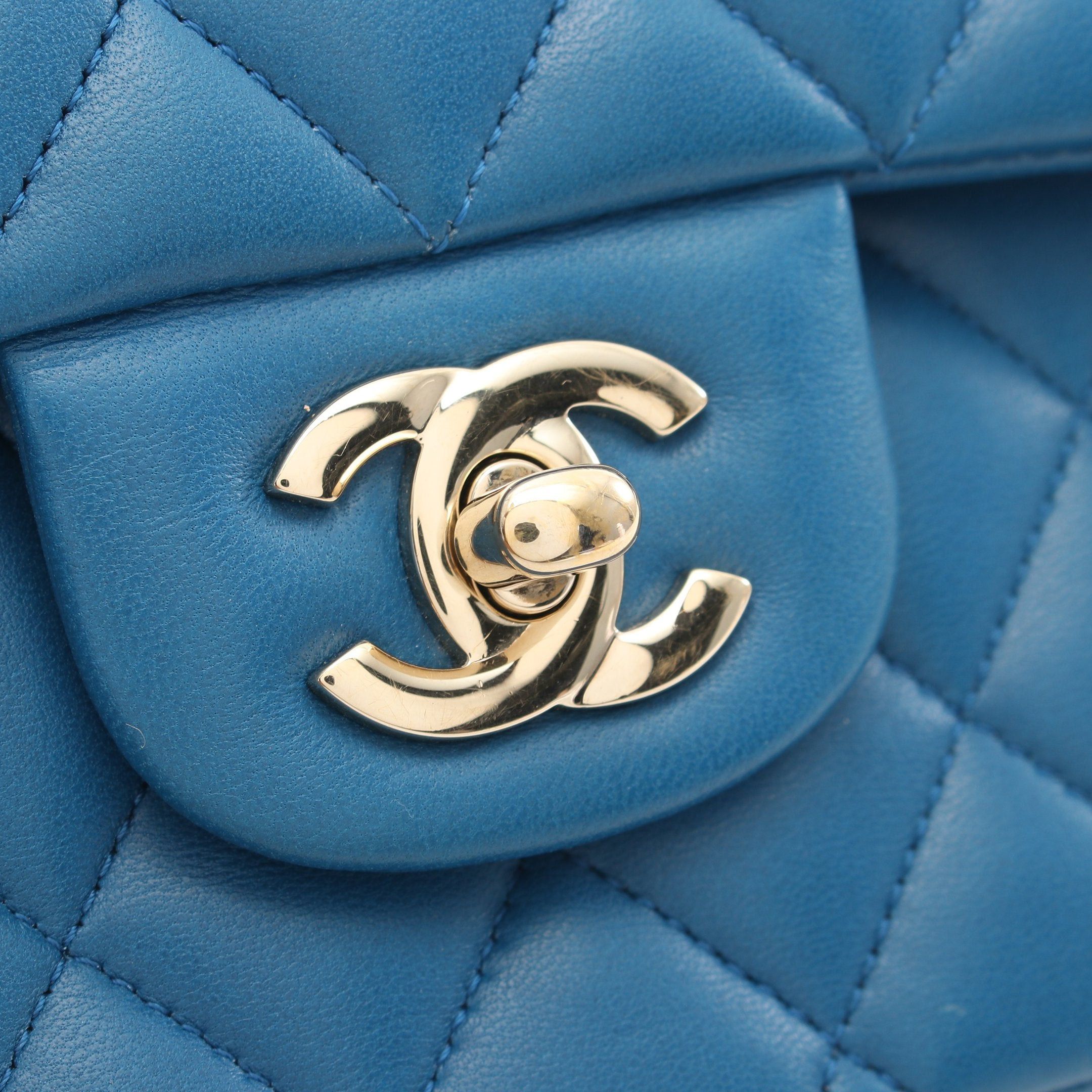 Chanel Chanel Matelasse Double Flap Chain Shoulder Bag Lambskin Blue Gold Hardware Size ONE SIZE - 7 Thumbnail