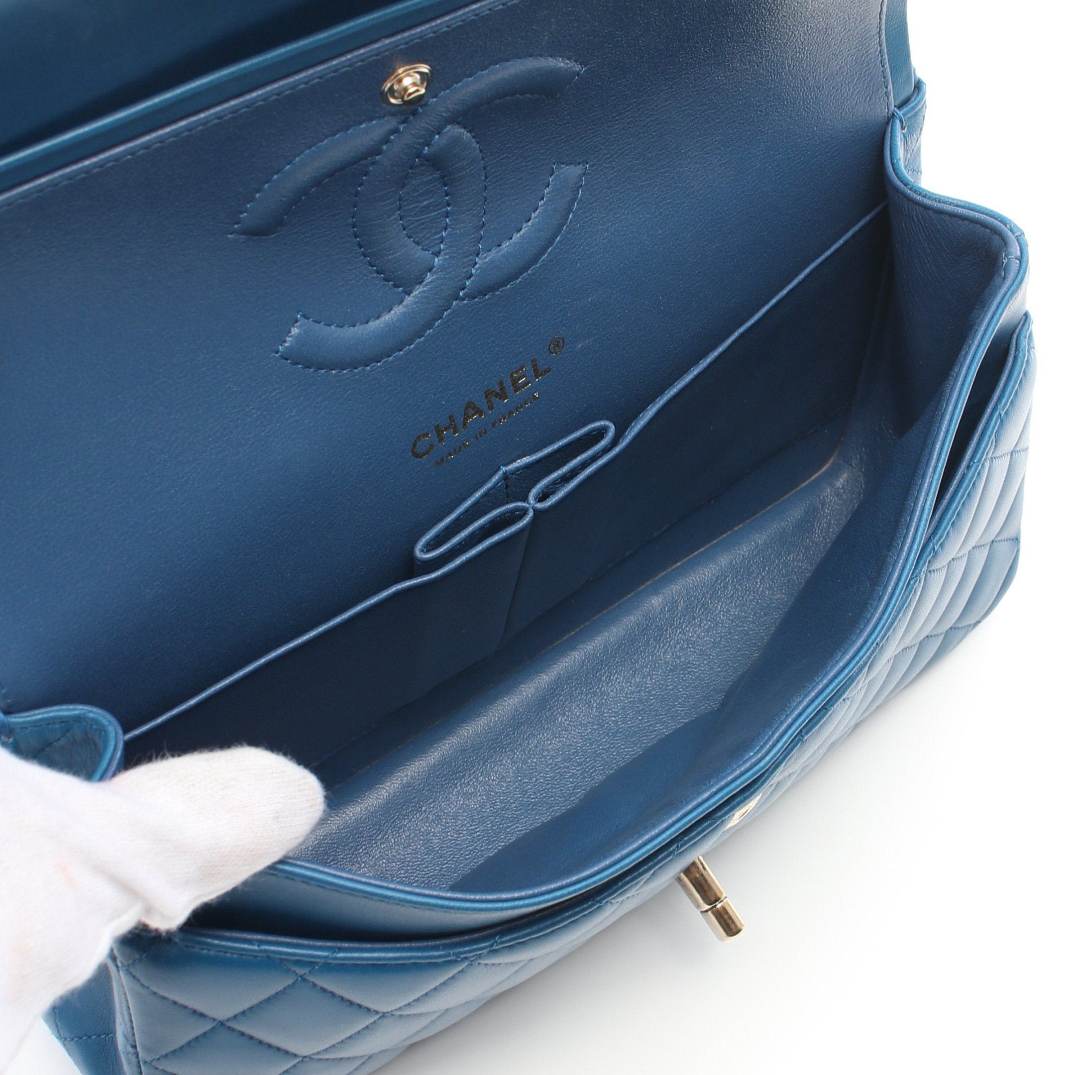 Chanel Chanel Matelasse Double Flap Chain Shoulder Bag Lambskin Blue Gold Hardware Size ONE SIZE - 3 Thumbnail